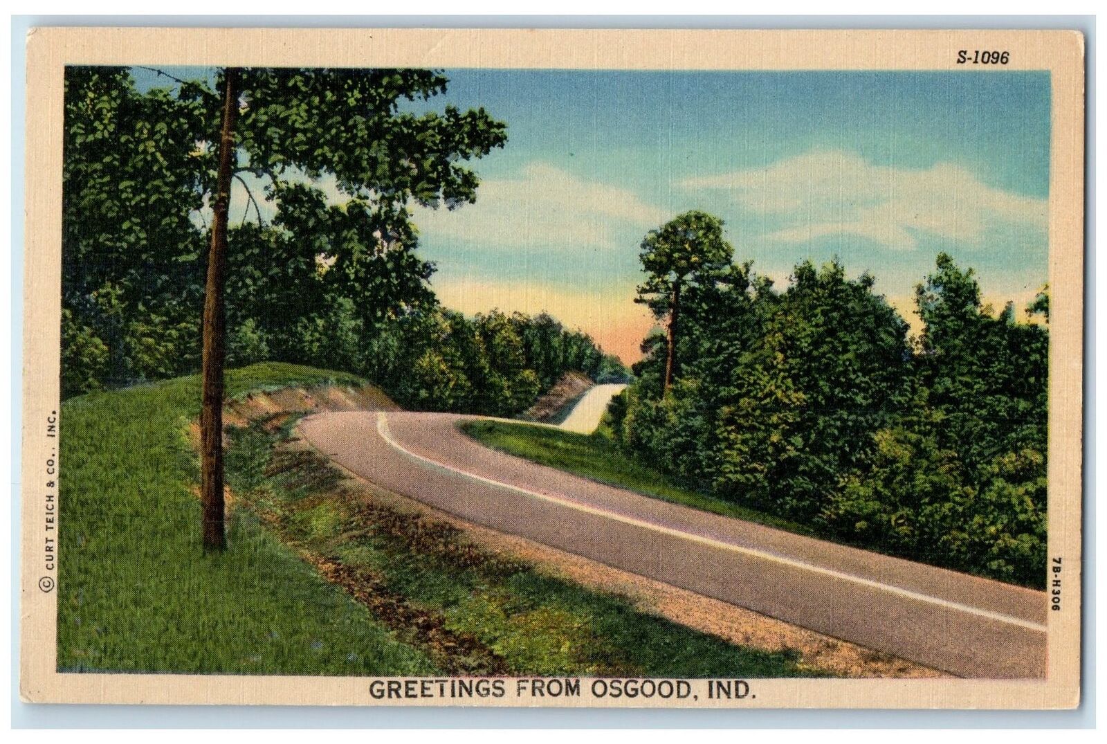 c1940s Greetings From Osgood Country Road Indiana IN Unposted Vintage Postcard