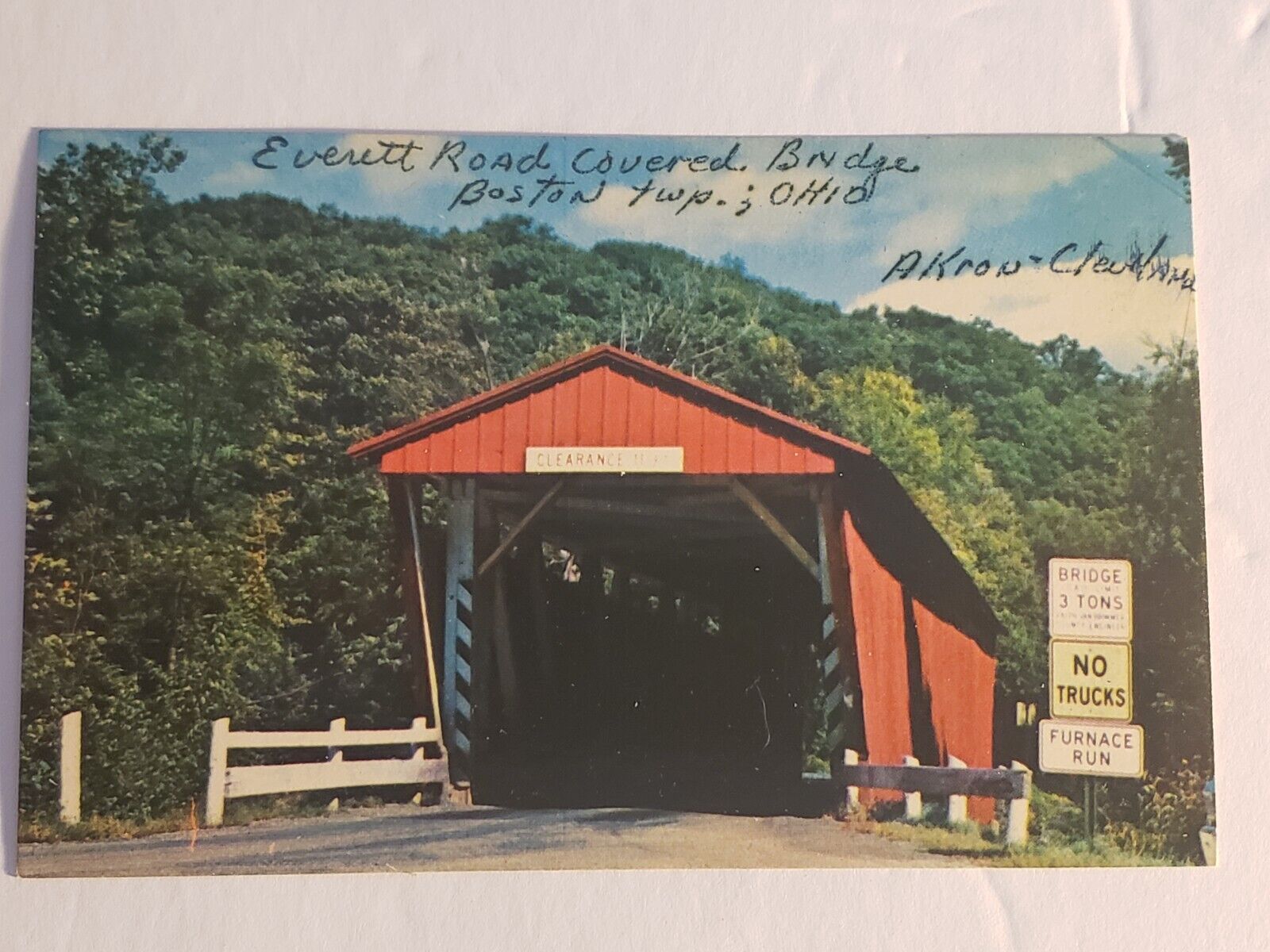  Everett Road Covered Bridge Boston Township Ohio Postcard #103