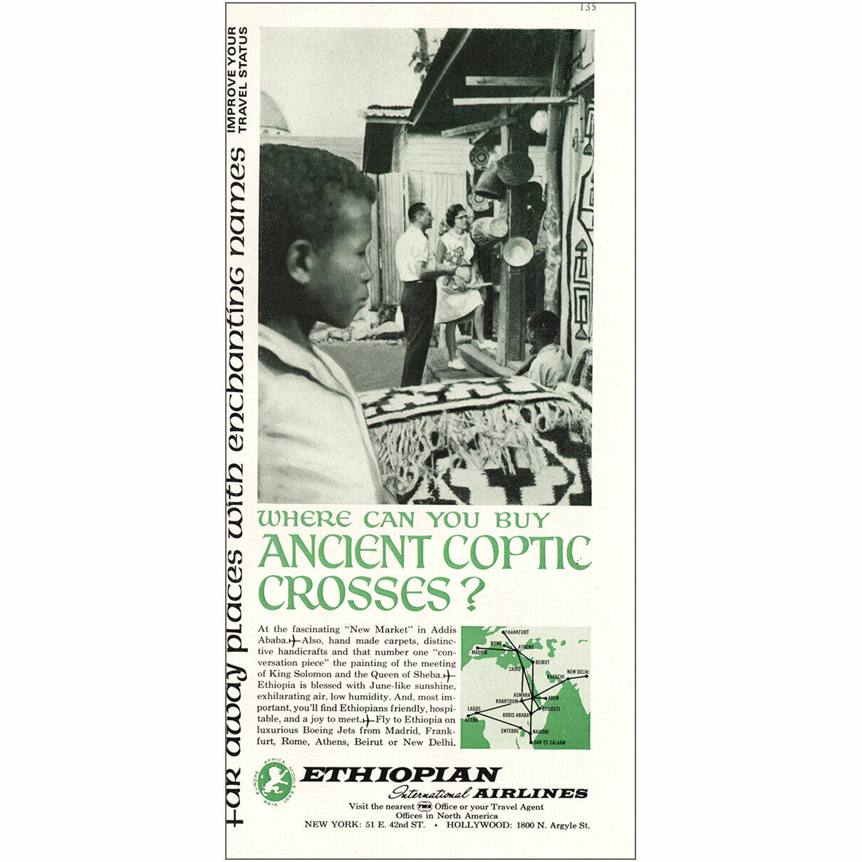 1967 Ethiopian Airlines: Ancient Coptic Crosses Vintage Print Ad