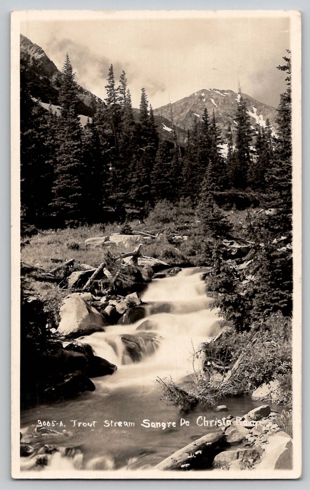Sangre De Cristo Mountains Trout Stream CO Colorado RPPC Photo Vtg Postcard 1952