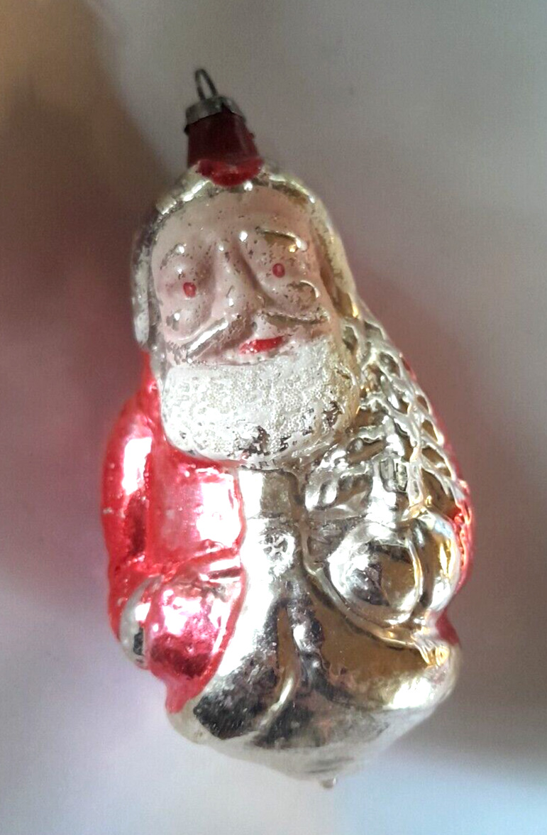 Vintage / Antique German?  Mercury Glass Christmas Santa Claus Ornament