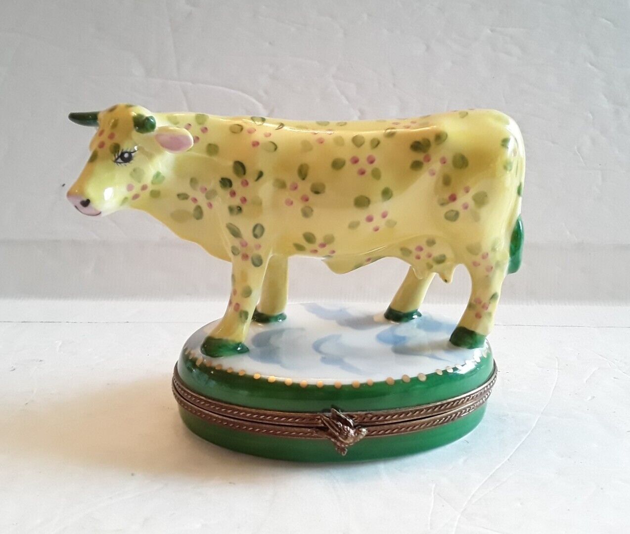 Limoges Peint Main Jacques Cow Trinket Box Porcelain Limited Ed # 2/500 France