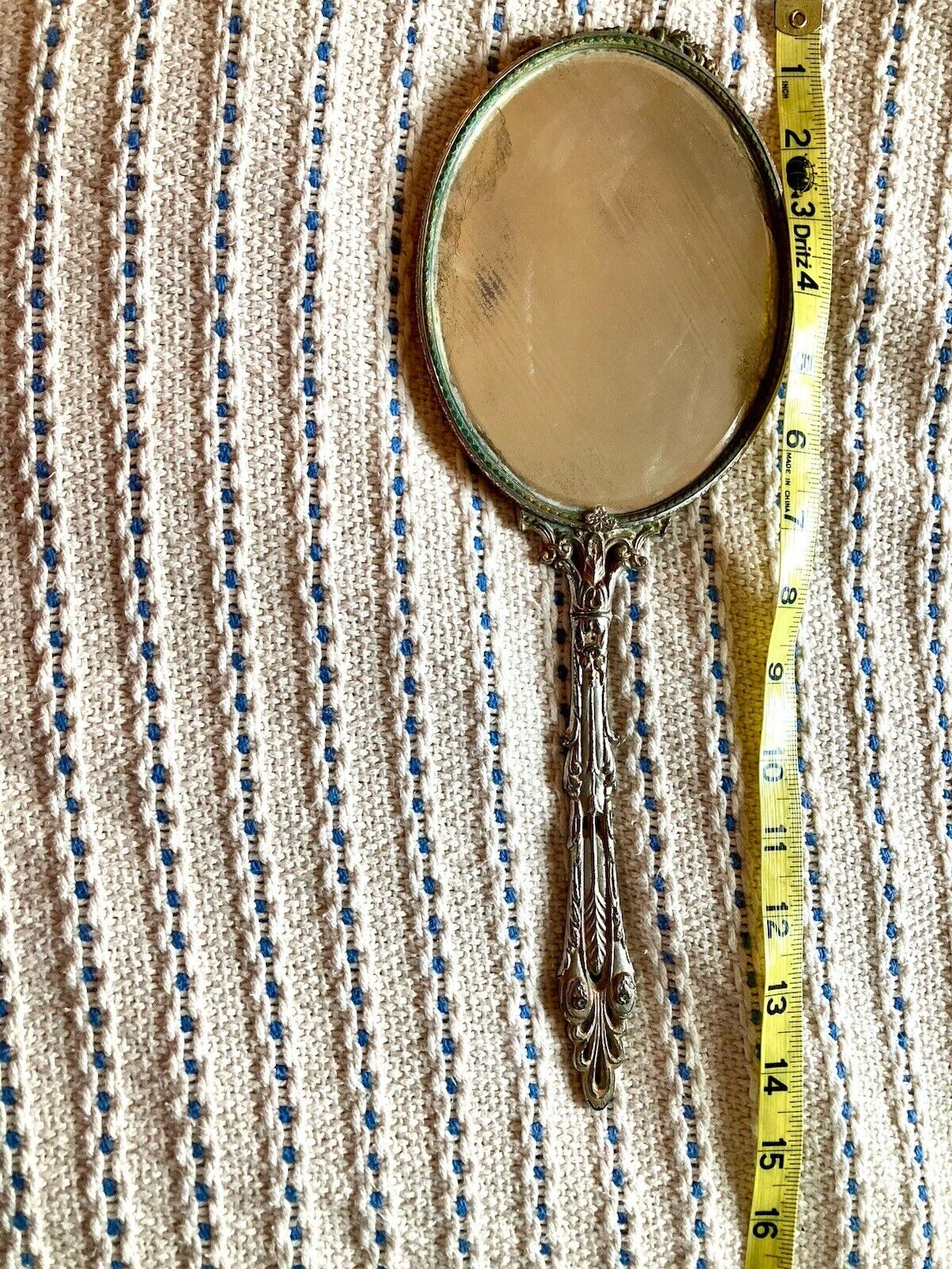Antique 1800s Hand Mirror W/Ornate Backing. *see Listing For Damage
