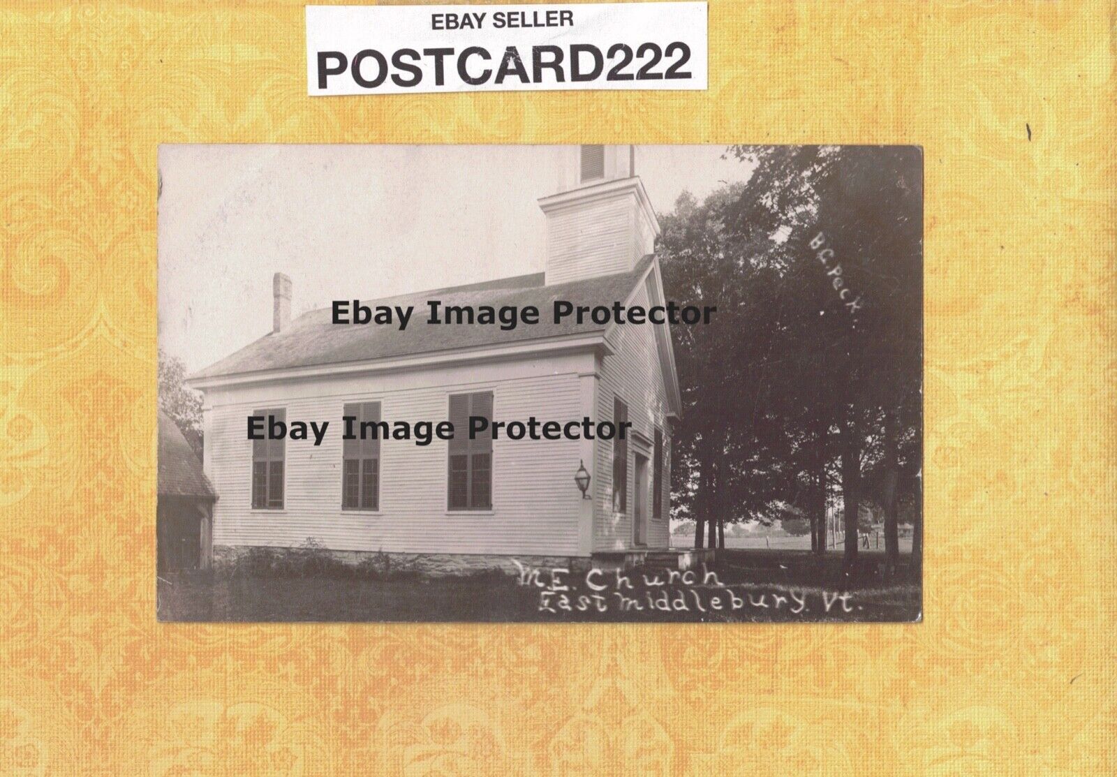 VT East Middlebury 1908-29 RPPC real photo postcard M E CHURCH BUILDING Vermont