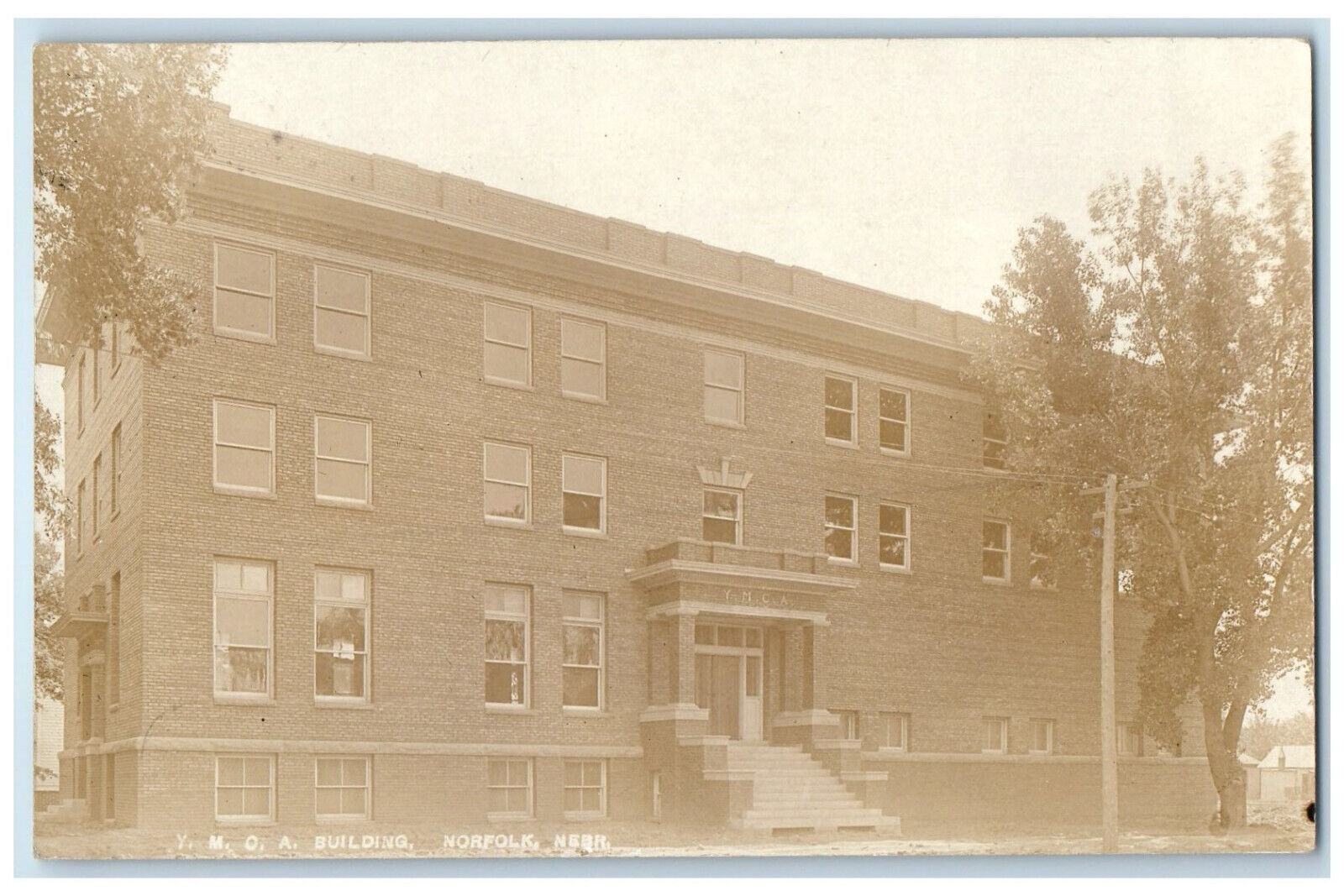 1912 Y.M.C.A. Building Entrance Norfolk Nebraska NE Antique RPPC Photo Postcard