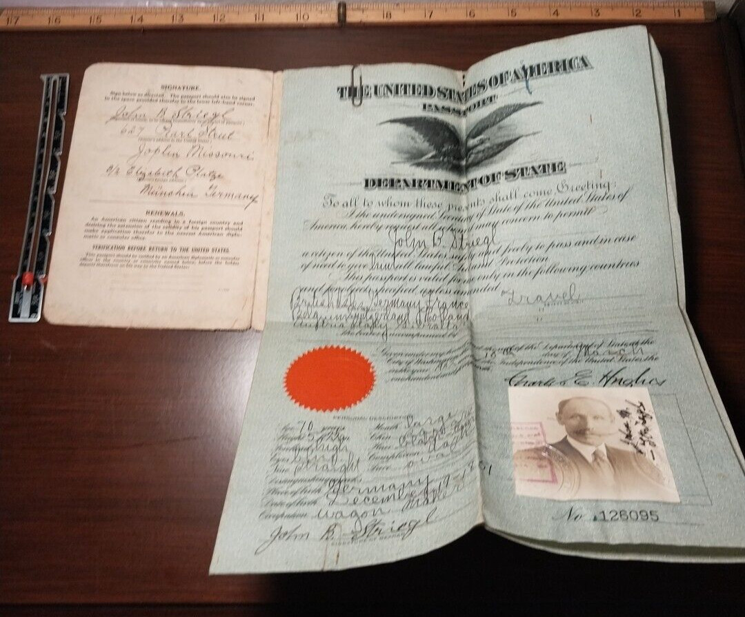 Antique US Passport 1902 Obsolete World Traveler German Descendent
