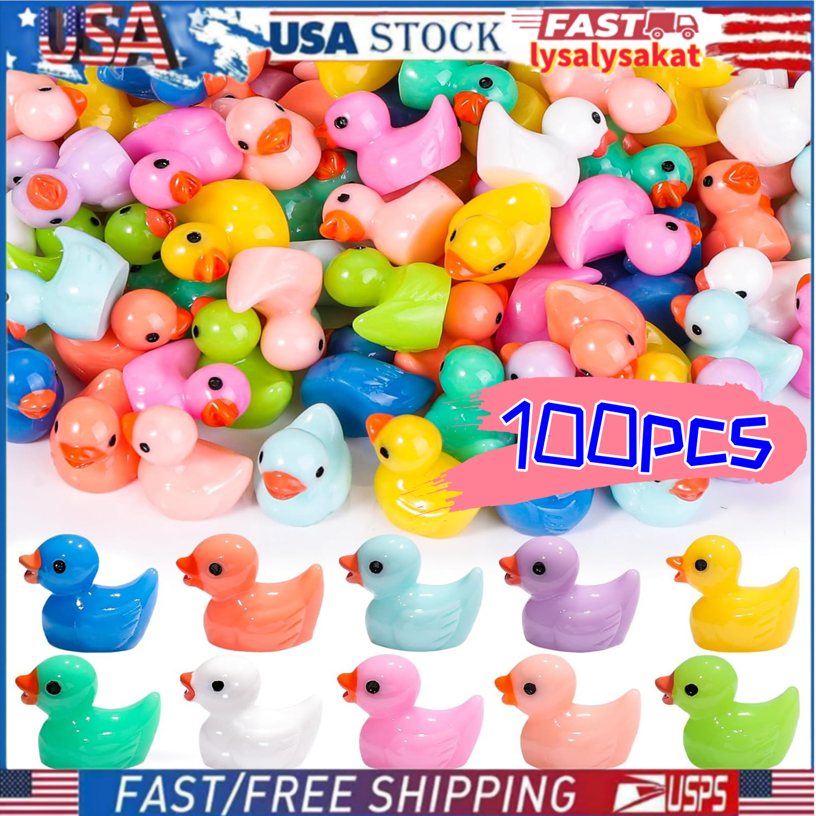 100x Mini Resin Ducks-Tiny Ducks Bulk Little Duck Figures Plastic Miniature Duck