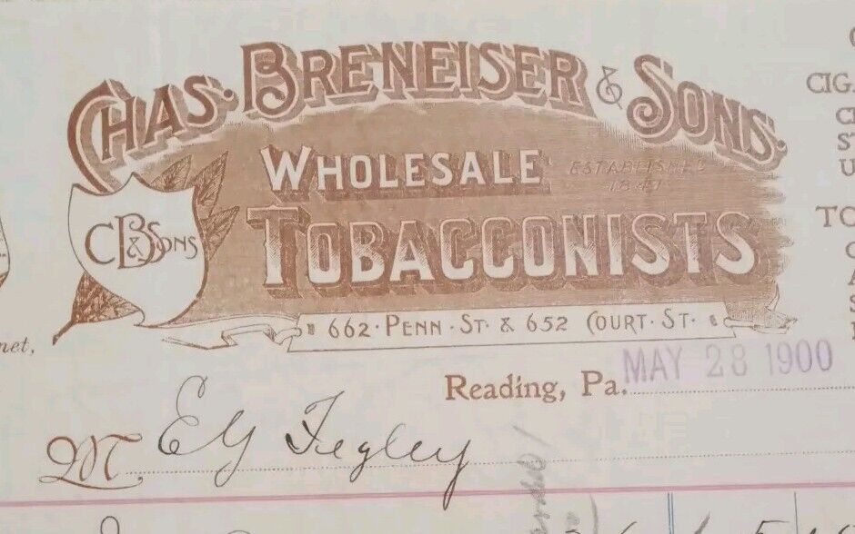 RARE Vintage Cigarette Tobacco Invoice from 1900