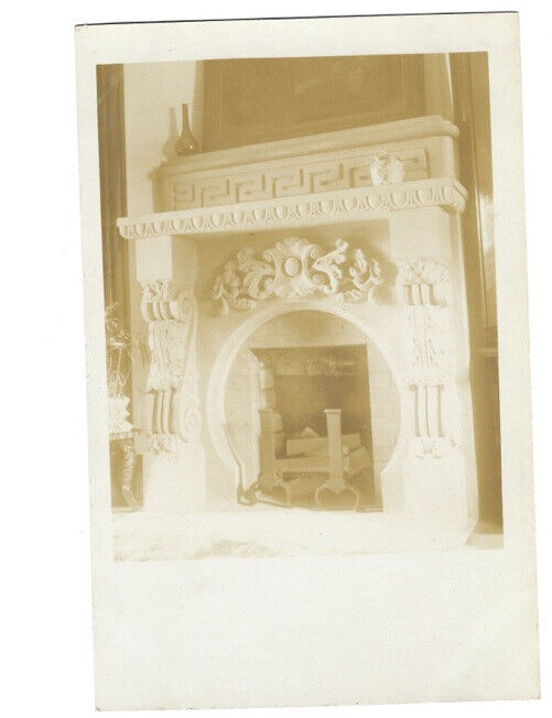 c1900s Extravagant Ornate Fireplace Vintage Victorian Real Photo RPPC Postcard