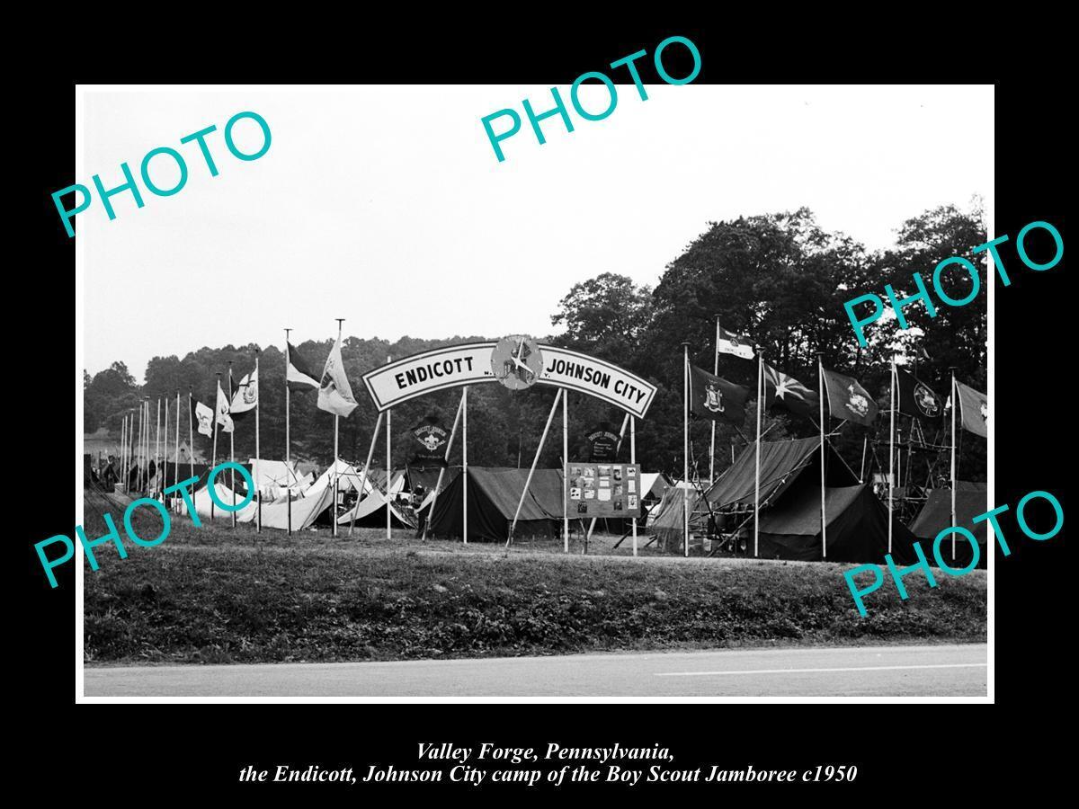 OLD LARGE HISTORIC PHOTO VALLEY FORGE PA ENDICOTT JOHNSON CITY SCOUT CAMP c1950
