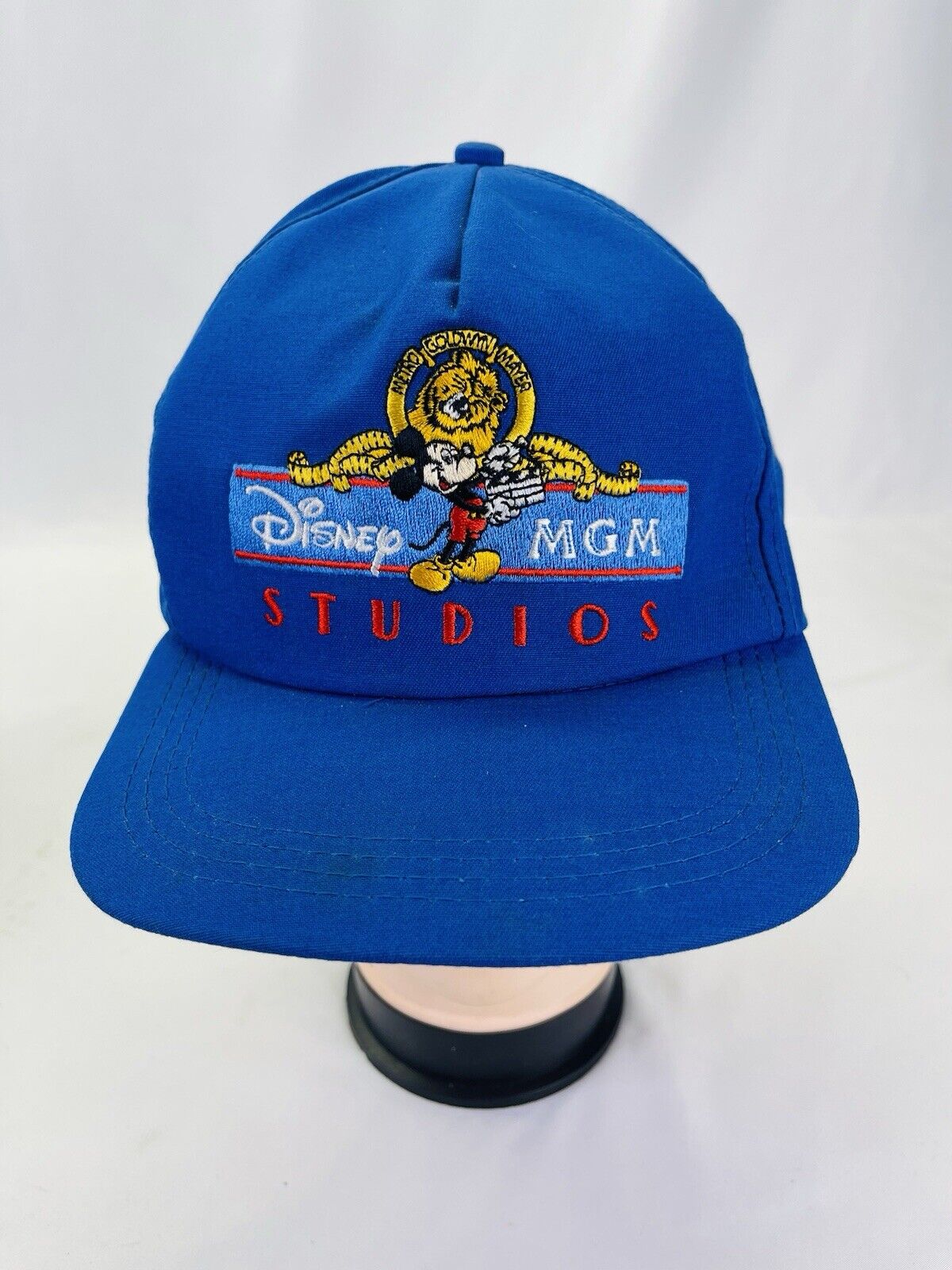 Vintage 80s Walt Disney World MGM Studios Mickey Mouse Snapback Hat Blue