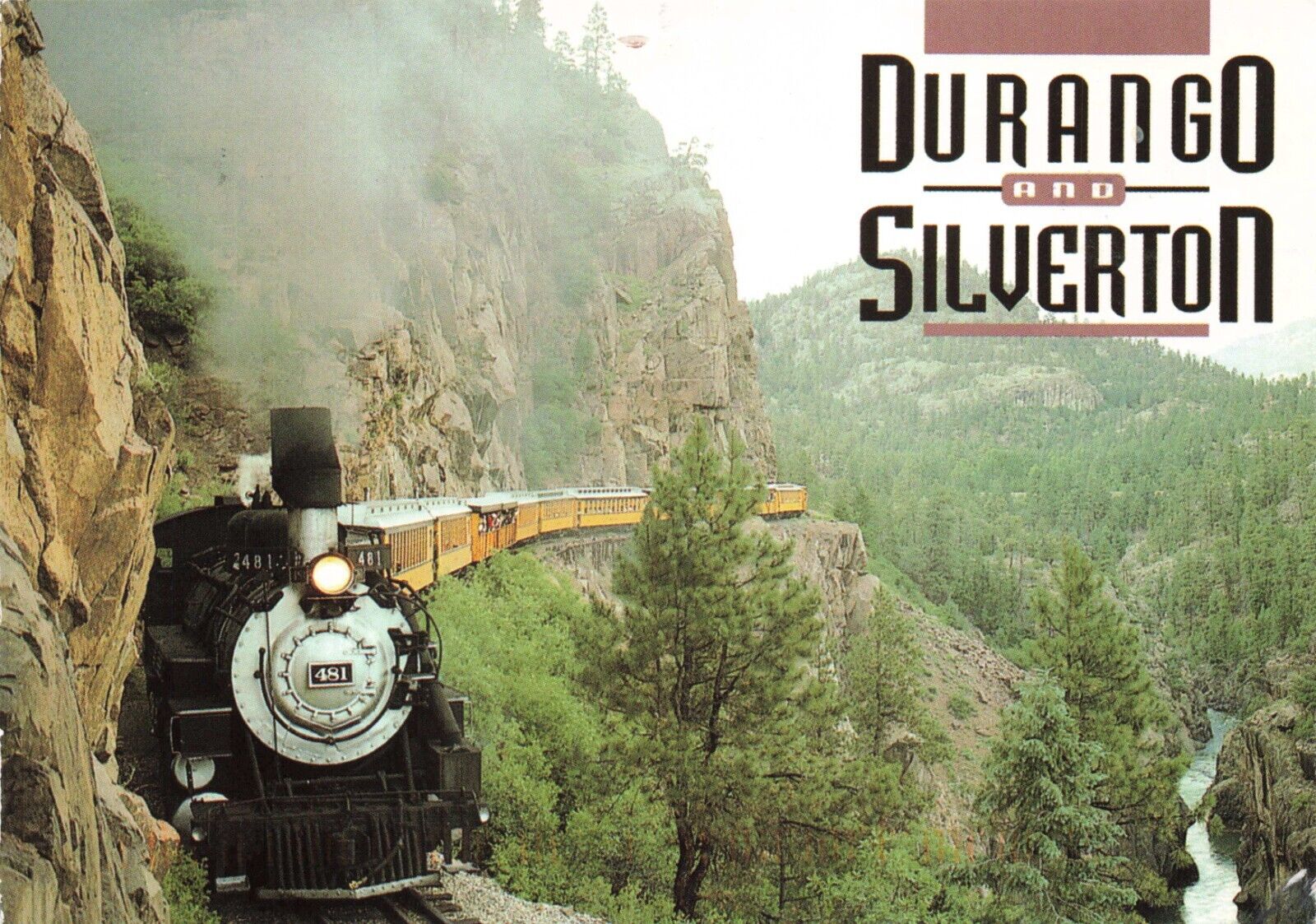 Postcard Railway Locomotive Durango and Silverton Railroad Passenger Train