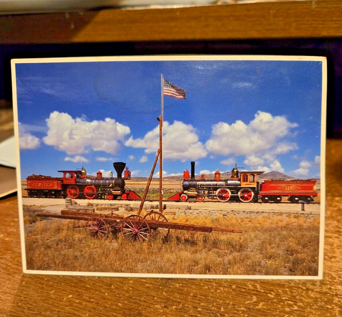 Vintage Postcard Locomotives, Golden Spike National Historic Site, visitor stamp