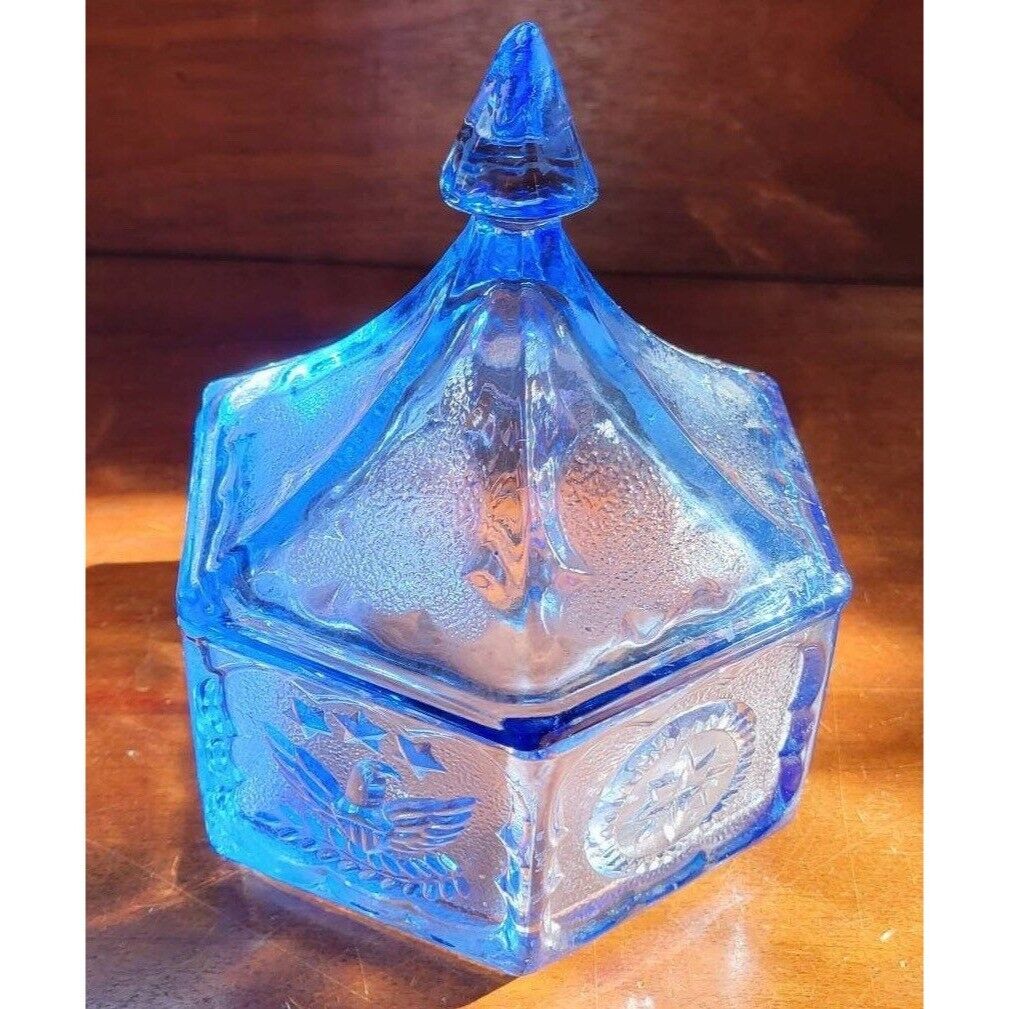 vintage | glass | blue | decoration | container | holder | unique | textured | p