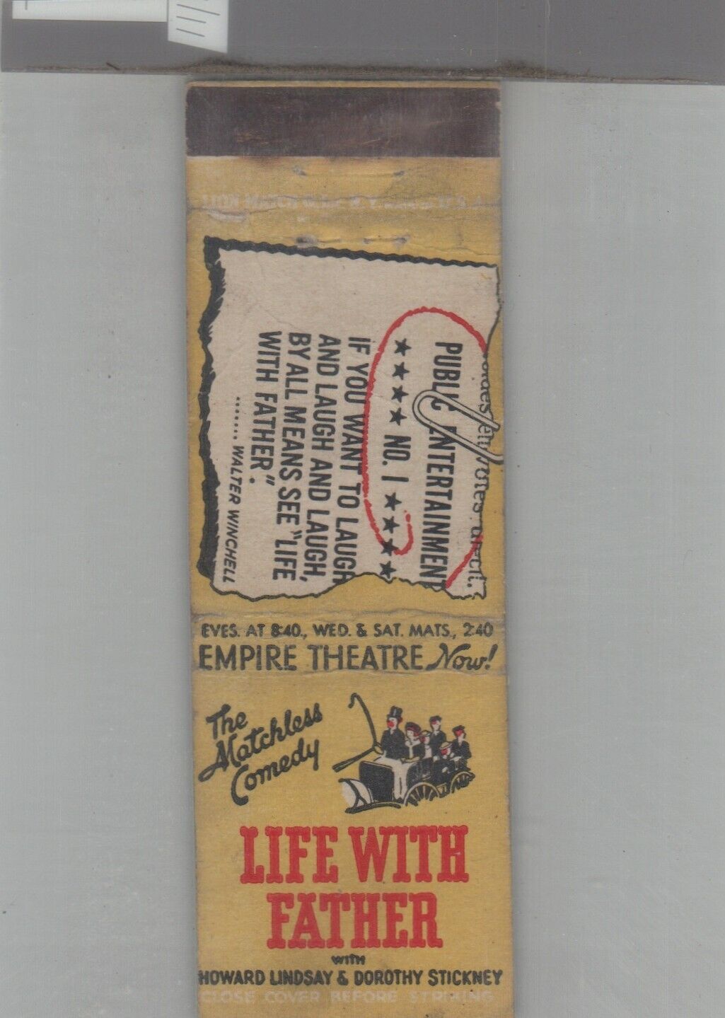 Matchbook Cover Life With Father At Empire Theatre