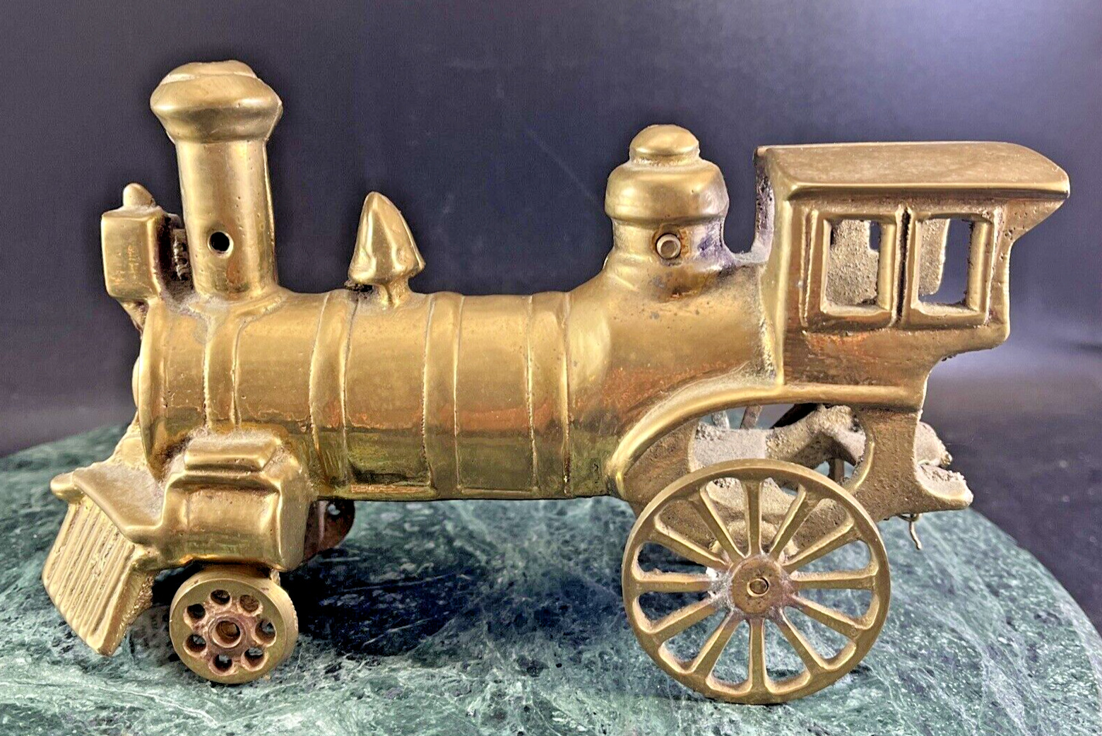 Vintage Decorative Solid Brass Decor Old Locomotive Engine Figurine 8