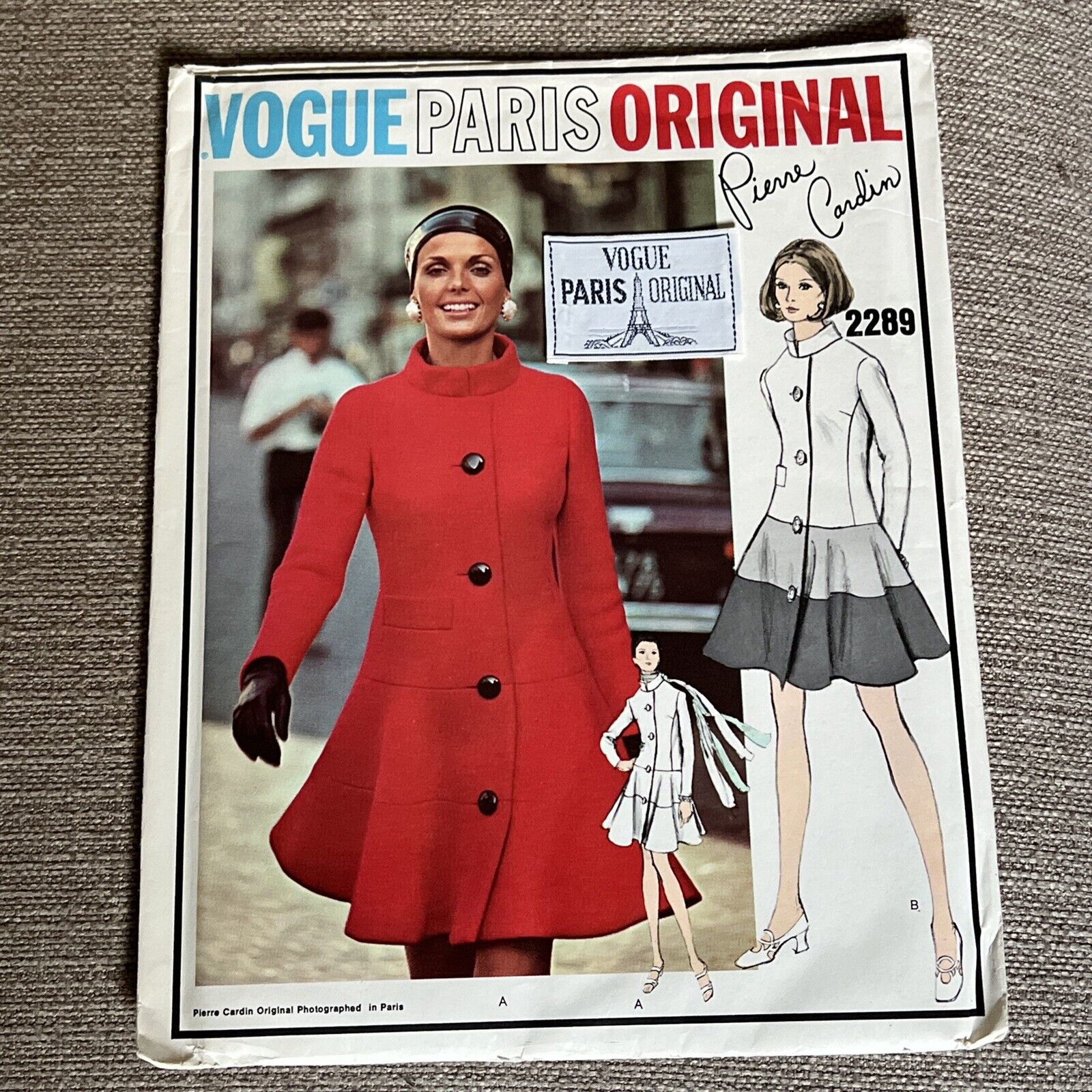 1960s Vintage Sewing Pattern VOGUE PARIS ORIGINAL Pierre Cardin Dress 2289 Sz 14