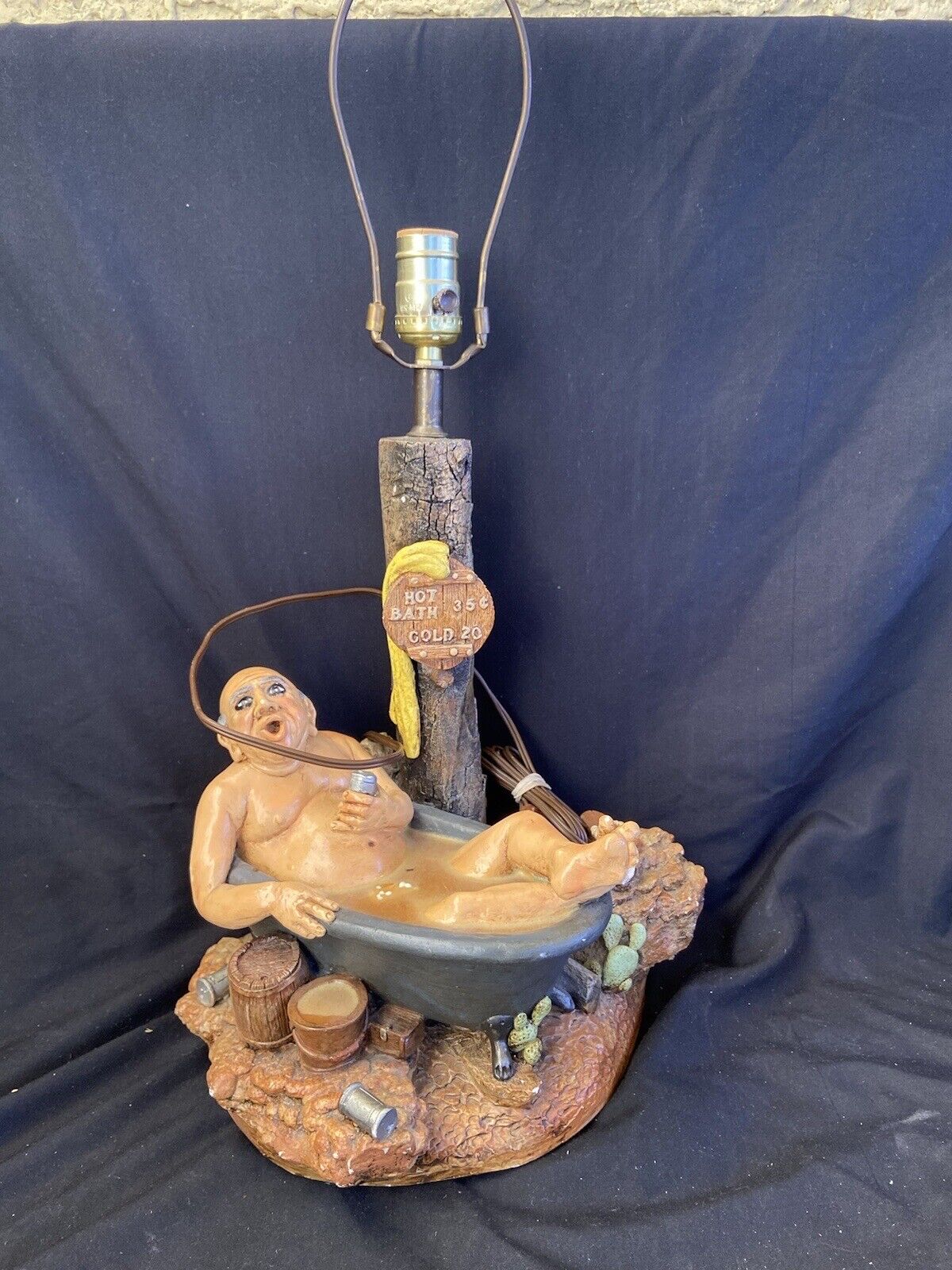 Apsit Brothers of California Lamp Rare tested Bath Western Funny Drunk 18”
