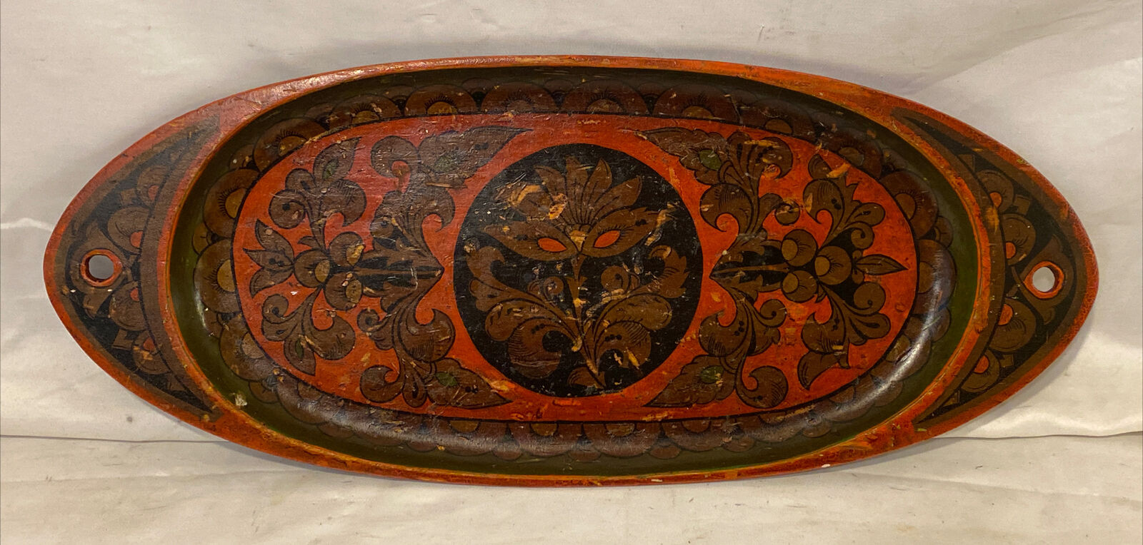 Antique Early 20th Century  Russian Hand Painted Khokhloma Tray 20.75\