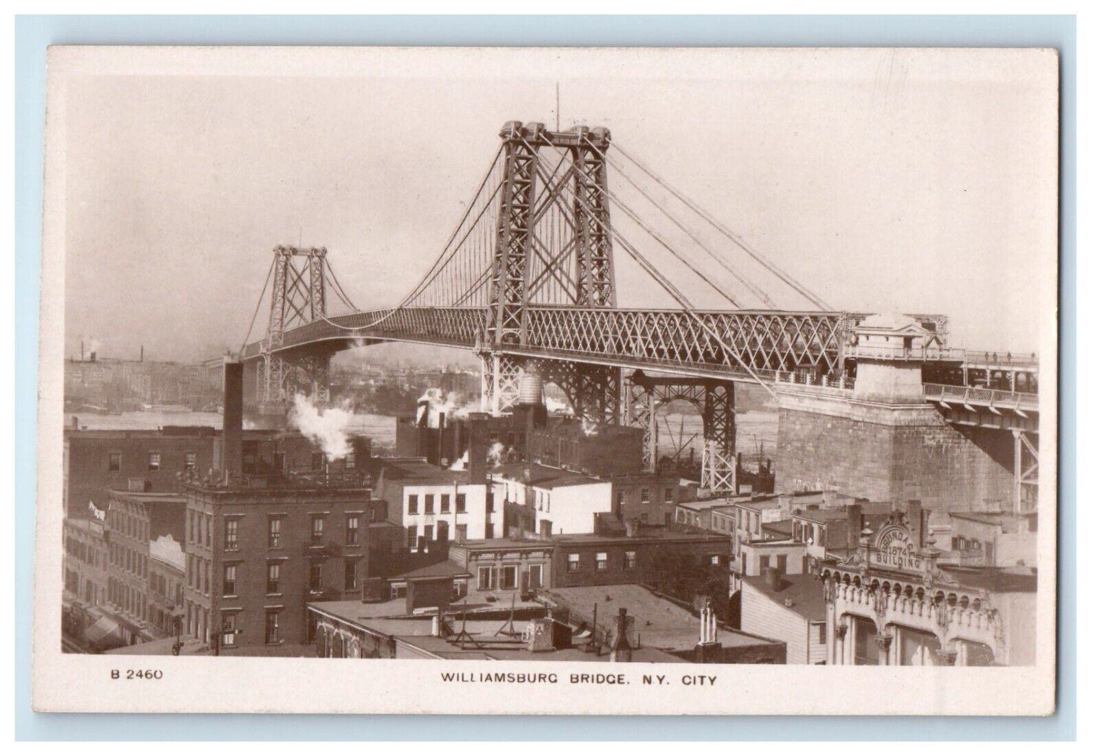 1909 Bird's Eye View Of Williamsburg Bridge New York City NY RPPC Photo Postcard