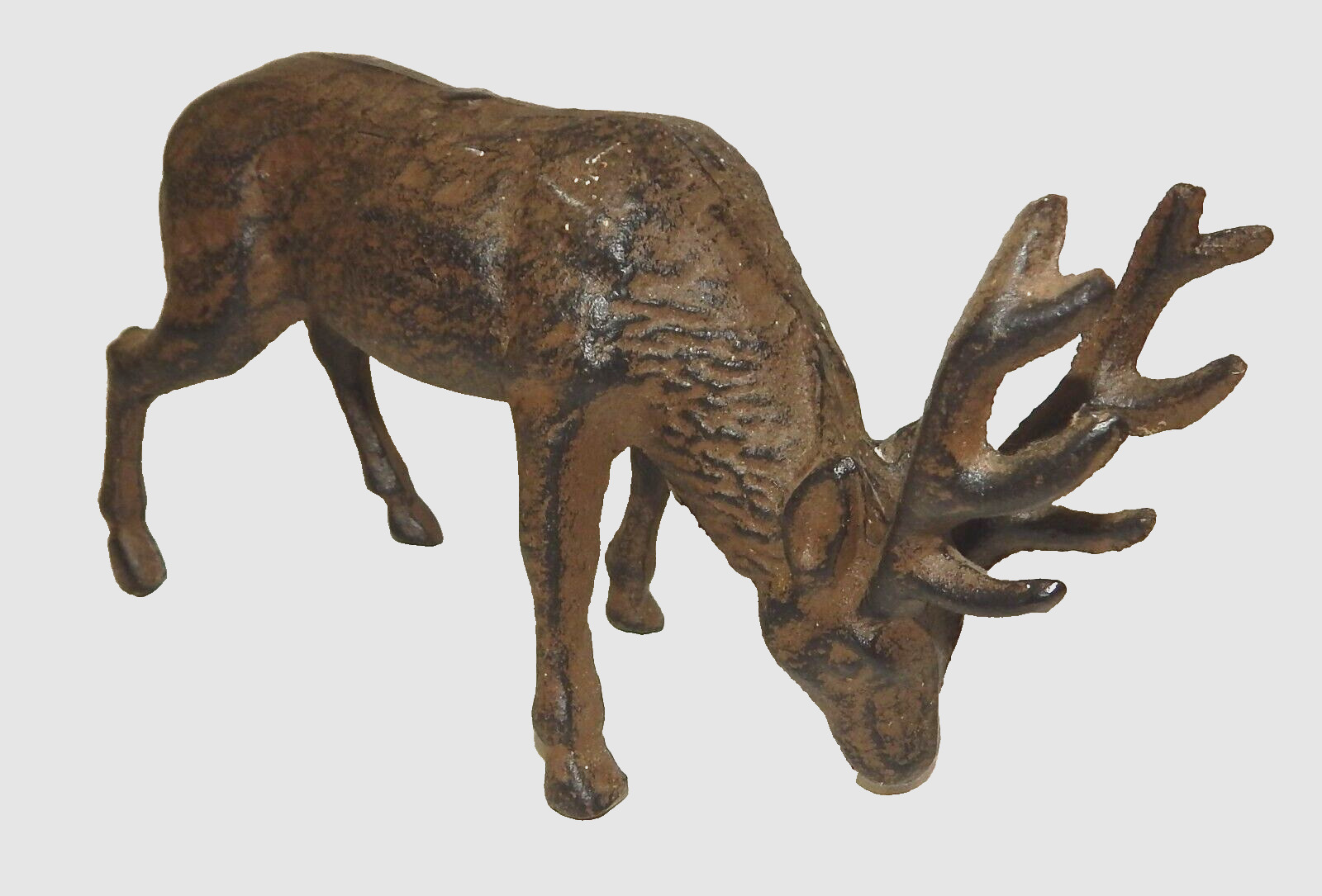 Vintage Old Cast Iron Large Grazing Bull Elk Moose Figurine