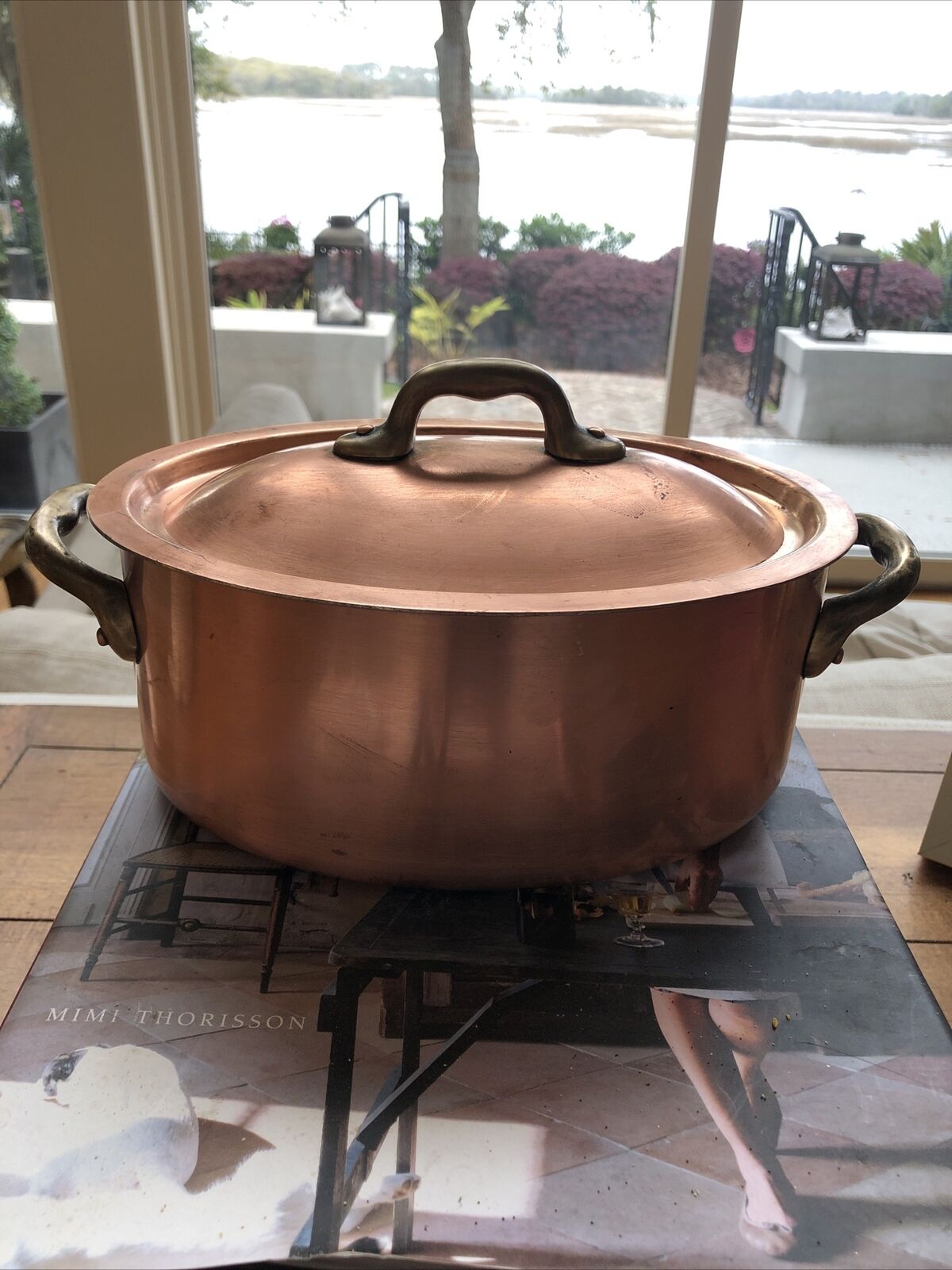 VINTAGE FRENCH Copper Oval Lidded Petite Roaster/Dutch Oven, Marked