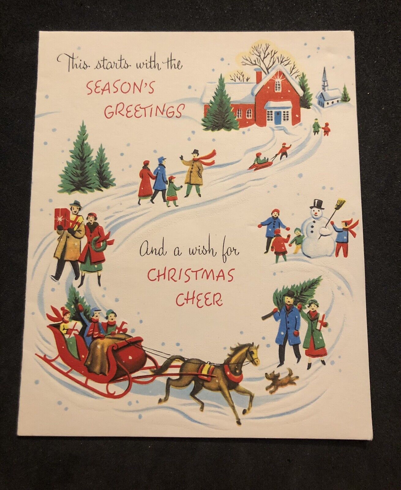 Vintage Holiday Christmas Greeting Card Paper Collectible Cheer & Gathering