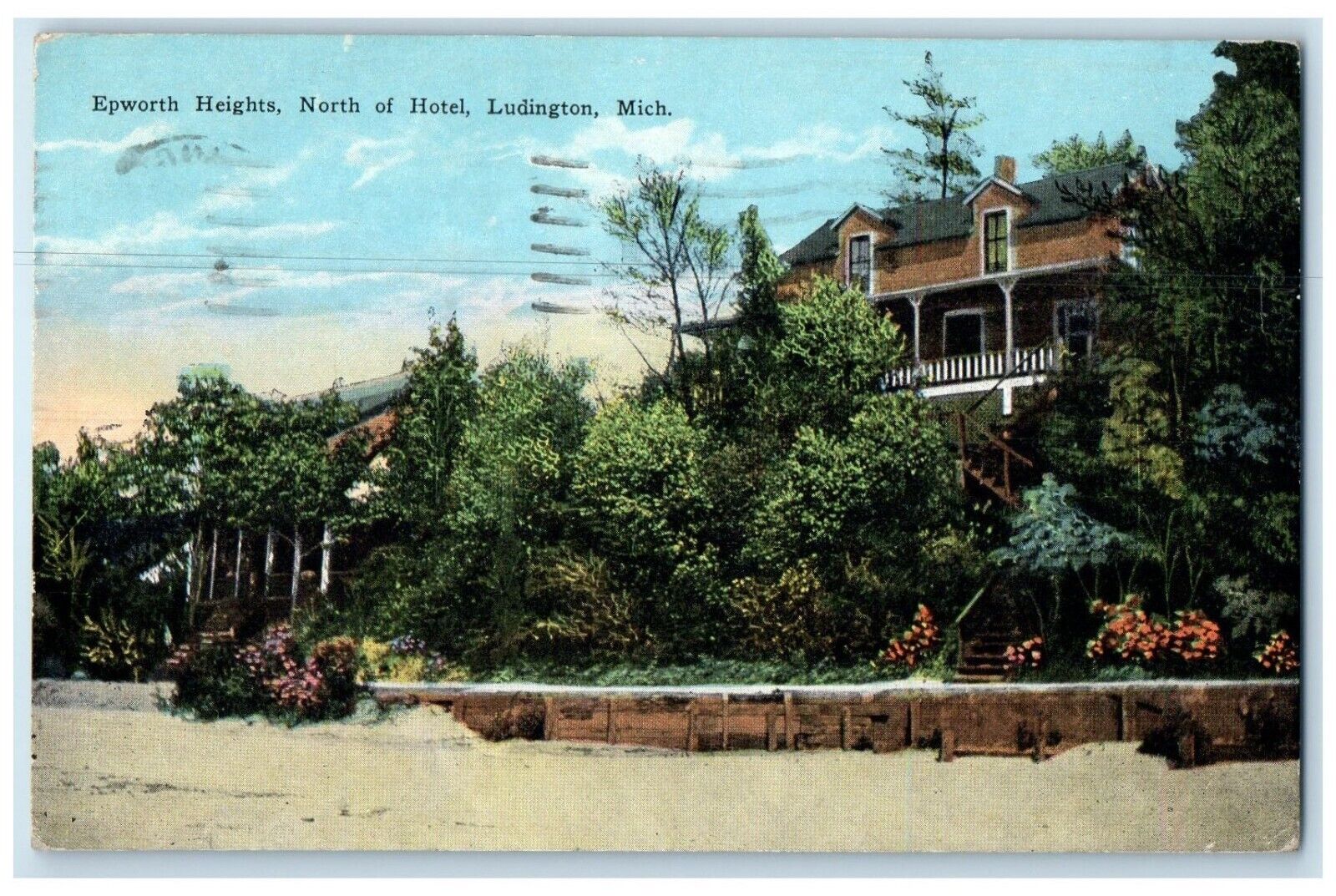 1934 Epworth Heights North Hotel Ludington Michigan MI Vintage Antique Postcard
