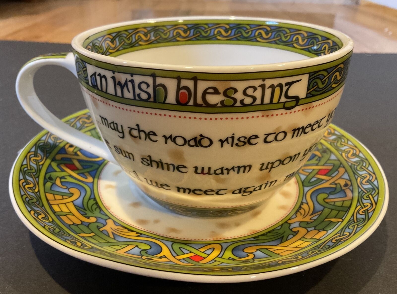 IRISH BLESSING TEA CUP & SAUCER - NEW BONE CHINA - MADE BY CLARA