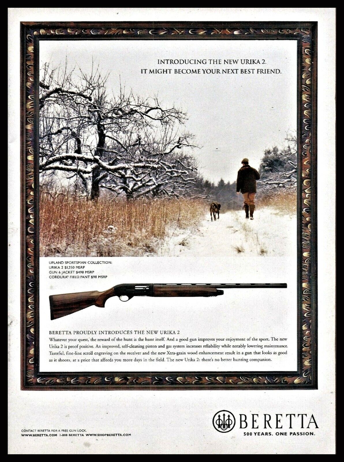 2007 BERETTA Urika 2 Shotgun AD Hunter w/ Bird Dog Advertising