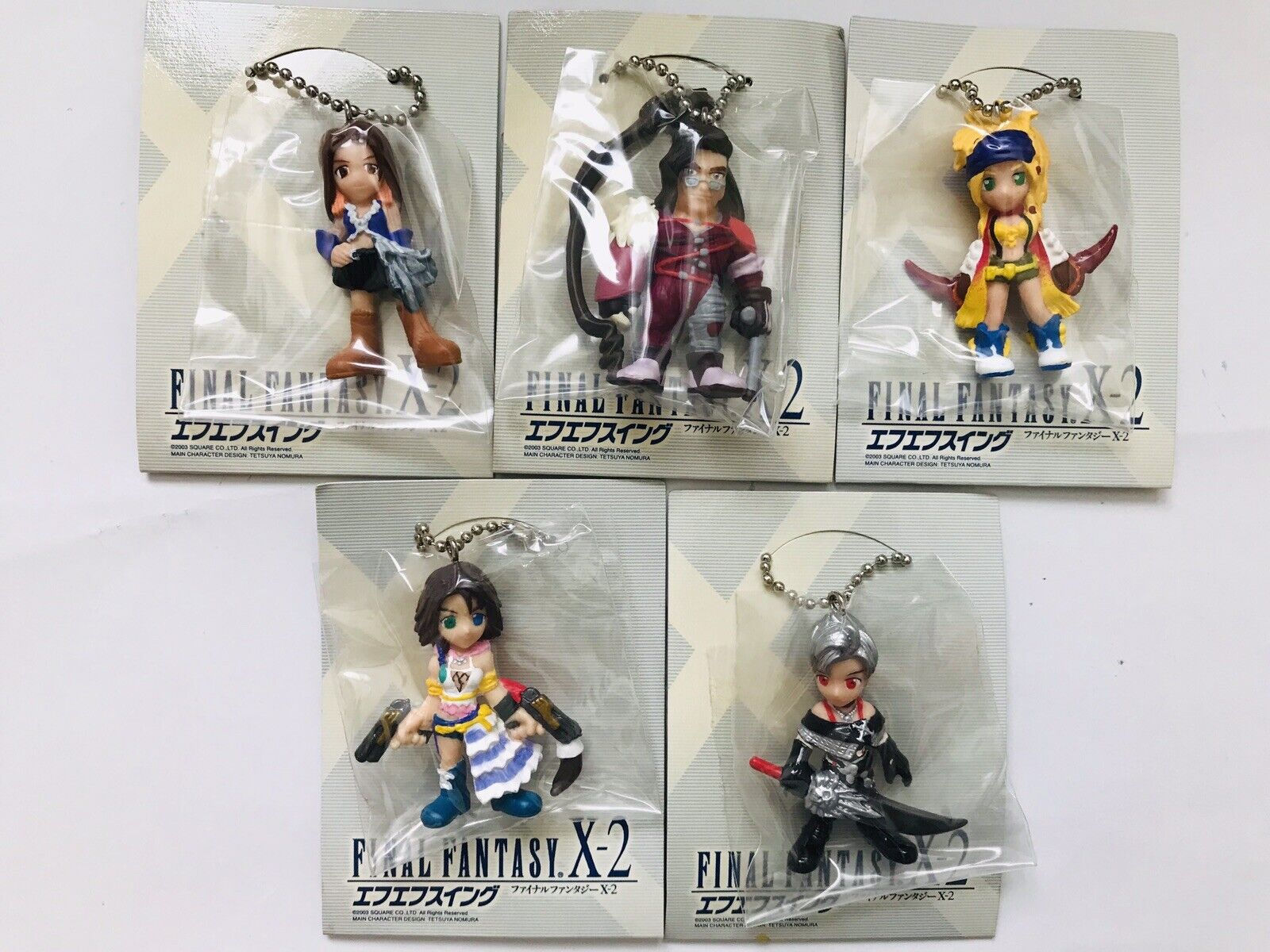 BANDAI Final Fantasy X-2 2003 FF Swing Keychain Figure set of 5 Comp JAPAN