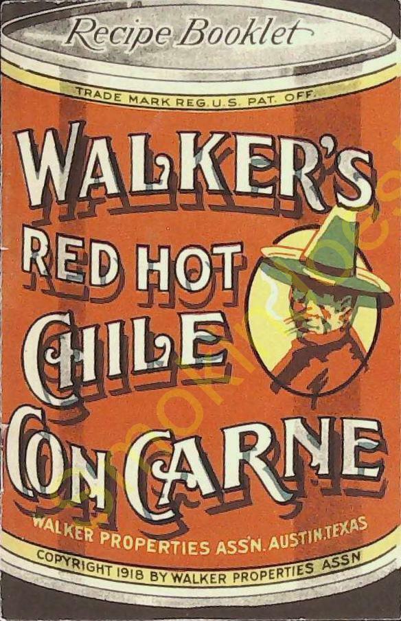  Vintage Advertisement Recipe Booklet Walker\'s Red Hot Chile Con Carne 1918 RARE