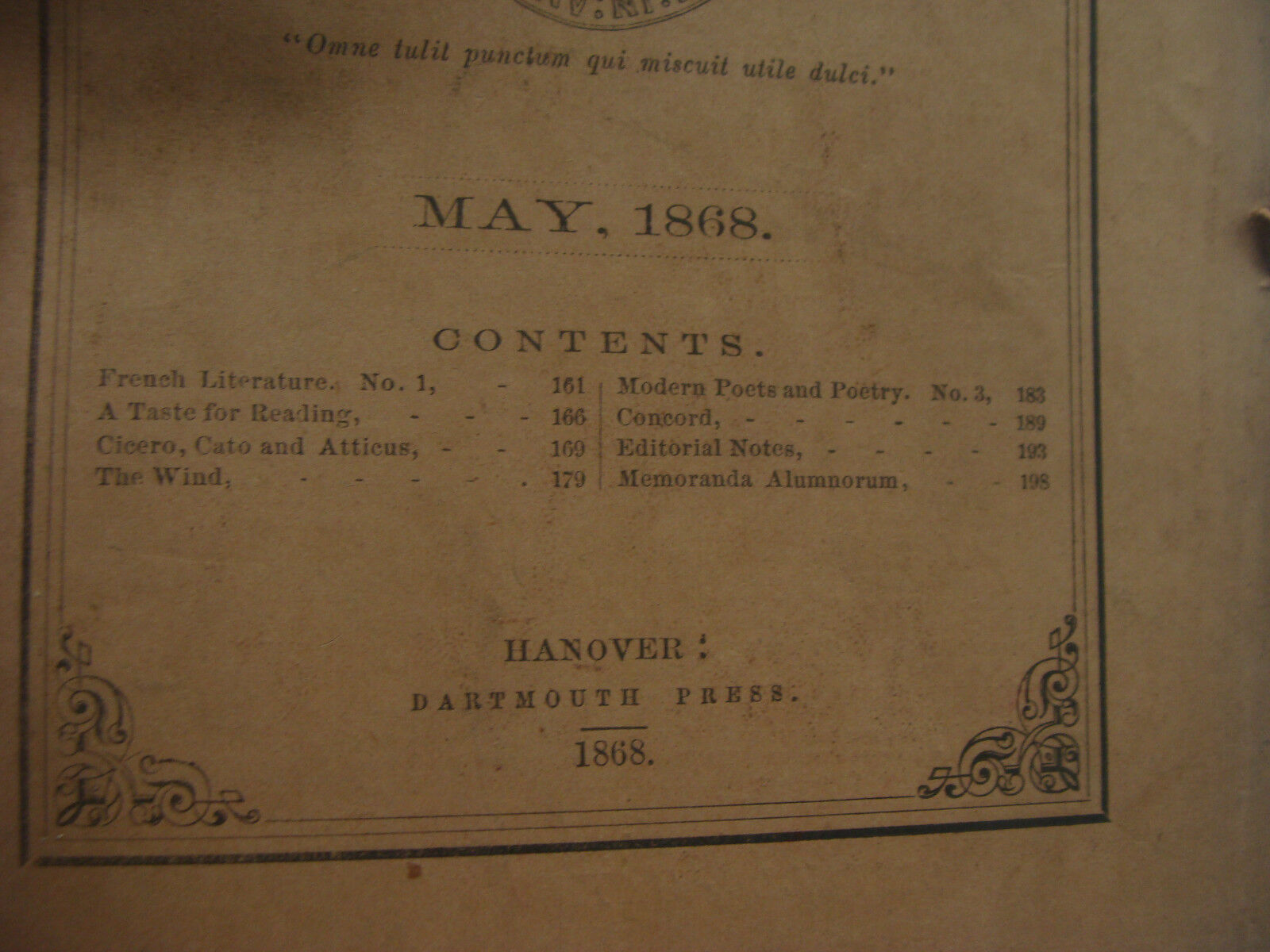 original DARTMOUTH COLLEGE -- may 1868 -- THE DARTMOUTH - 40pgs 