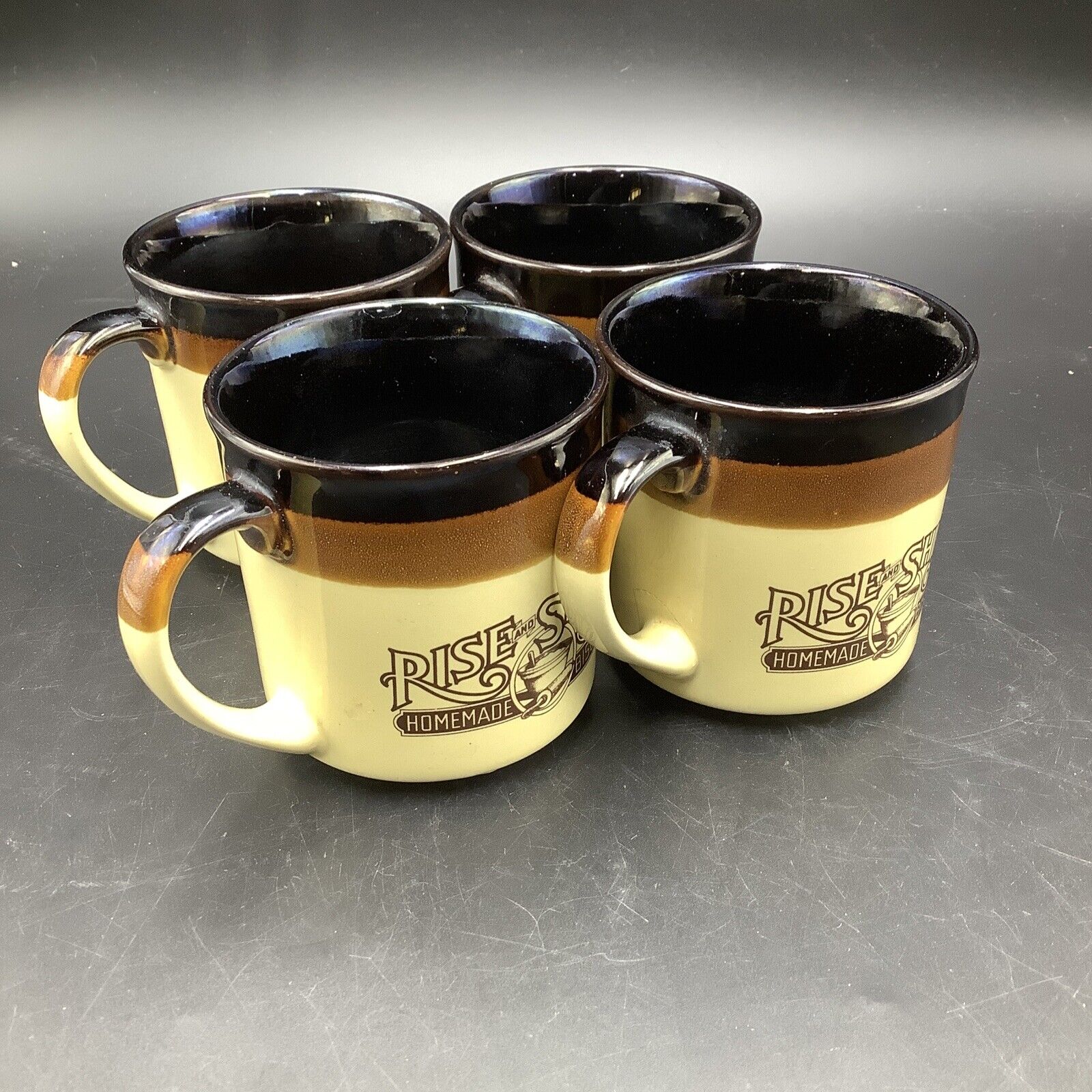 4 Vintage Hardees Rise and Shine Homemade Biscuits Coffee Cups/Mugs 1986-1989