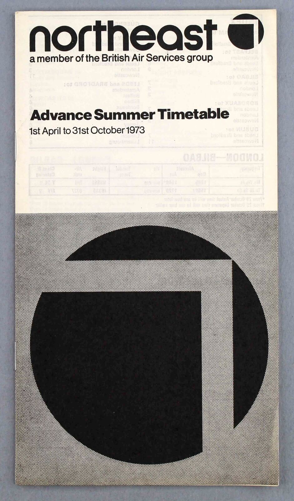 NORTHEAST AIRLINES ADVANCE AIRLINE TIMETABLE SUMMER 1973 BRITISH AIR SERVICES