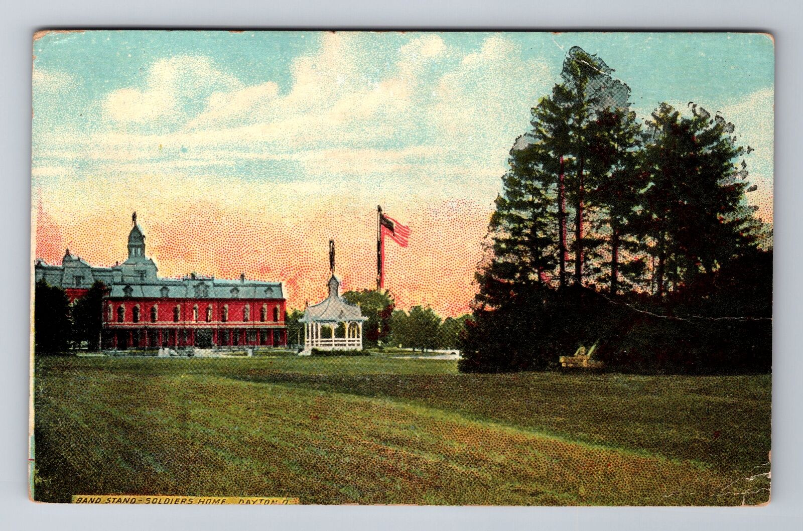 Dayton OH-Ohio, Band Stand, Soldiers Home, Antique, Vintage Postcard