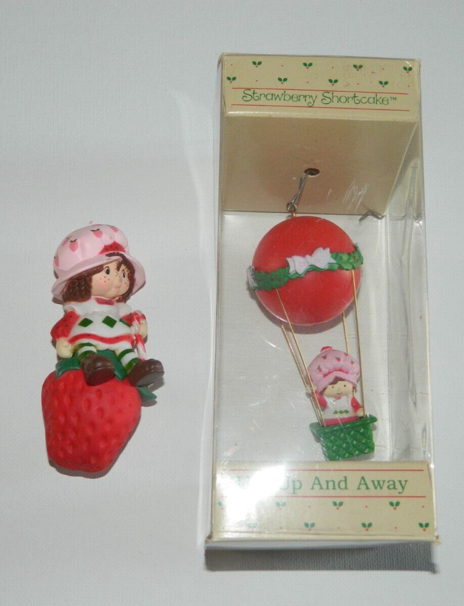 Vintage American Greetings STRAWBERRY SHORTCAKE Ornaments Lot of 2 Up, Up & Away