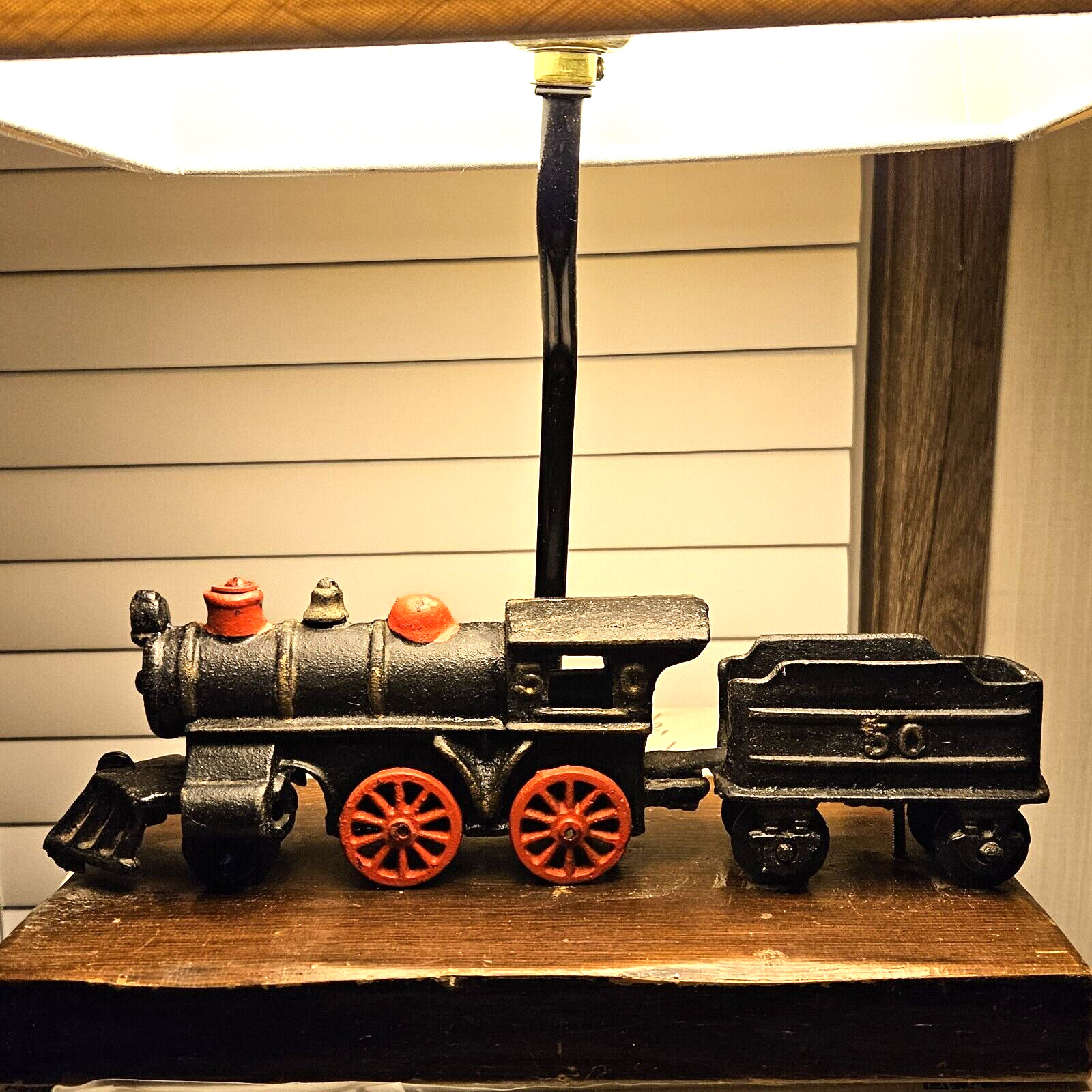 Vintage Train Model Railroad Lamp Antique Table Desk Light Cast Iron Engine