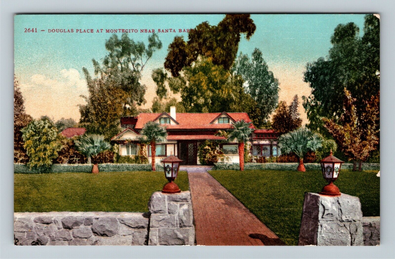 Santa Barbara CA-California, Montecito Home, Douglas Place Vintage Postcard