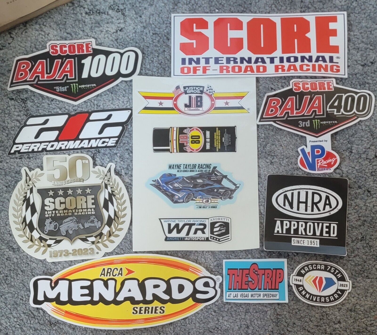 Auto Racing NHRA SCORE Off Road  ARCA IMSA Wayne Taylor And Assorted Stickers. 