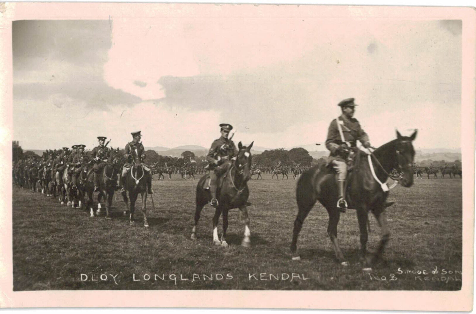 Antique RPPC Postcard WW1 Officers Soldiers On Horses Dloy Longlands Kendal
