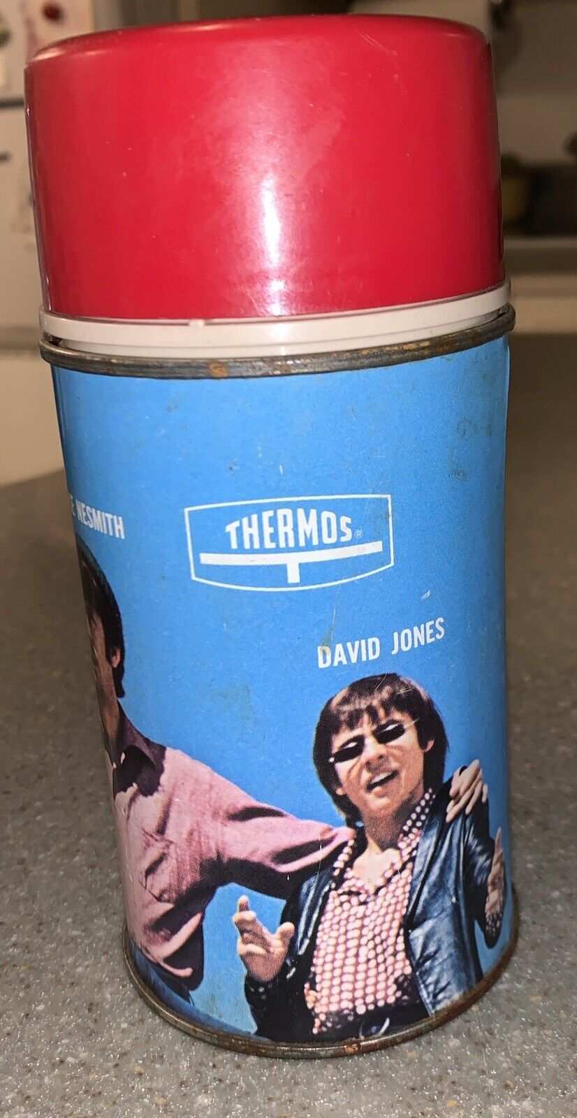 Vintage 1967 The Monkees Blue Metal Glass Lined Thermos #2853