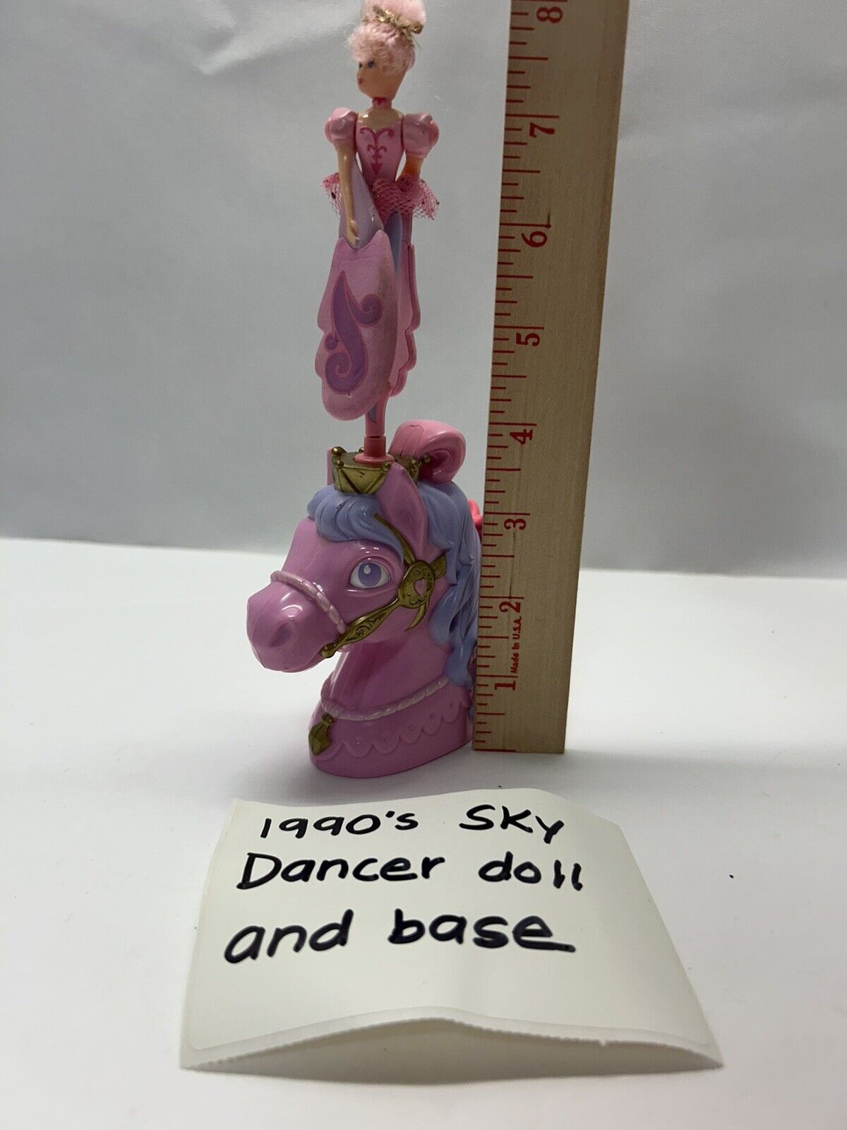 Vintage 1995 SKY Fairy Dancer Pink Horse Base And Flying Girl.