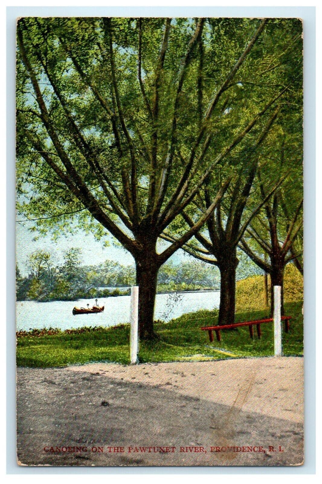 1909 Canoeing On The Pawtuxet River Providence Rhode Island RI Antique Postcard