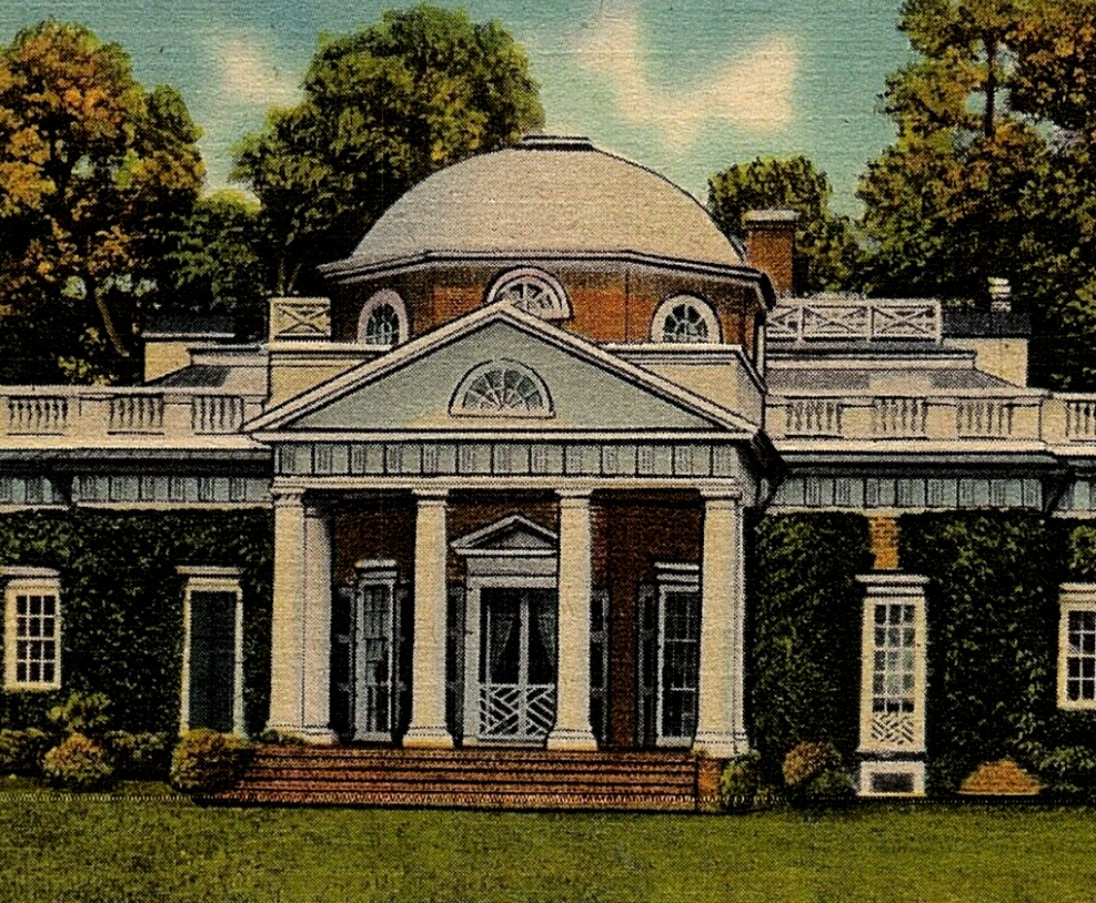 Postcard Monticello Home Thomas Jefferson Albermarle County Charlottesville  VA