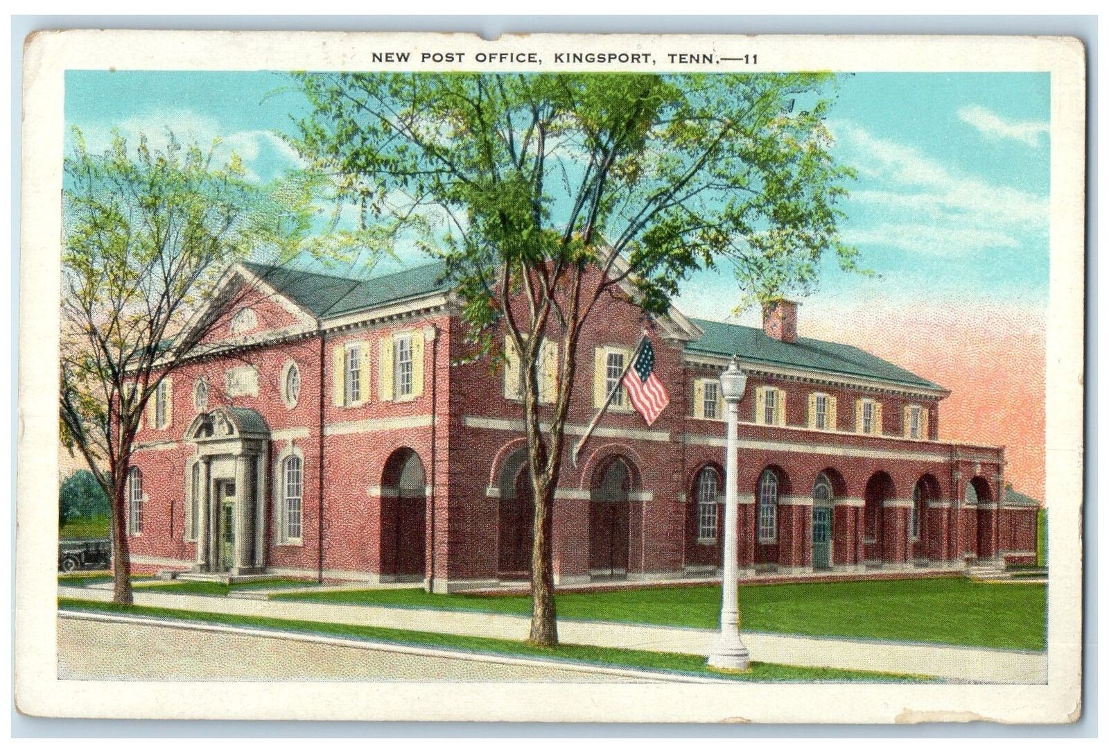 1936 New Post Office Building Side View Entrance Kingsport Tennessee TN Postcard