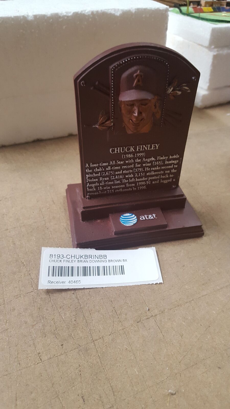 Chuck Finley Brian Downing NO BOX Plaque Baseball Hall of Fame Not Bobblehead