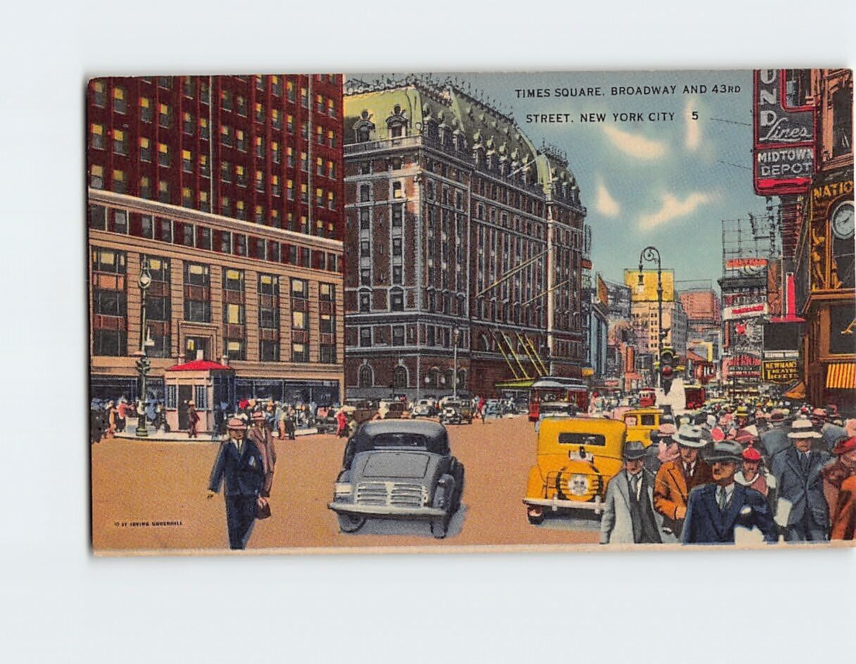 Postcard Time Square, Broadway and 43rd Street New York City New York USA