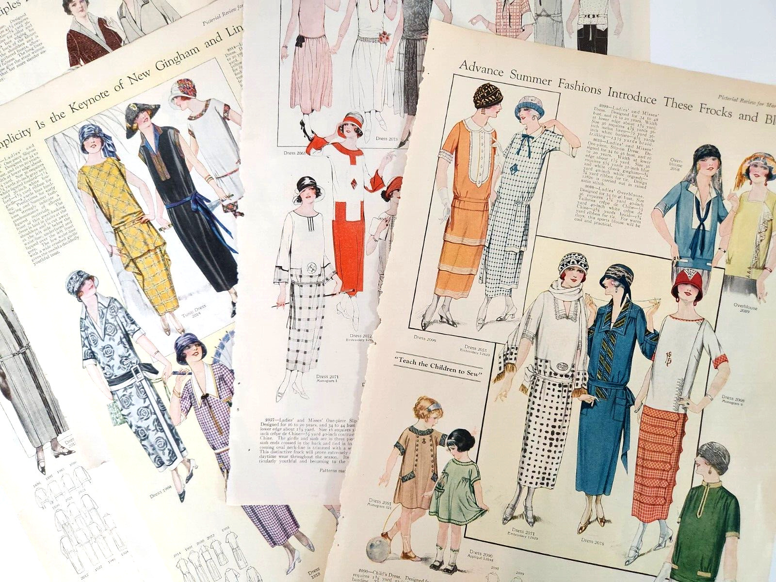Womens Fashion Lot Of 4 Pages Vintage 1924 Ad Magazine Print Dresses Blouses