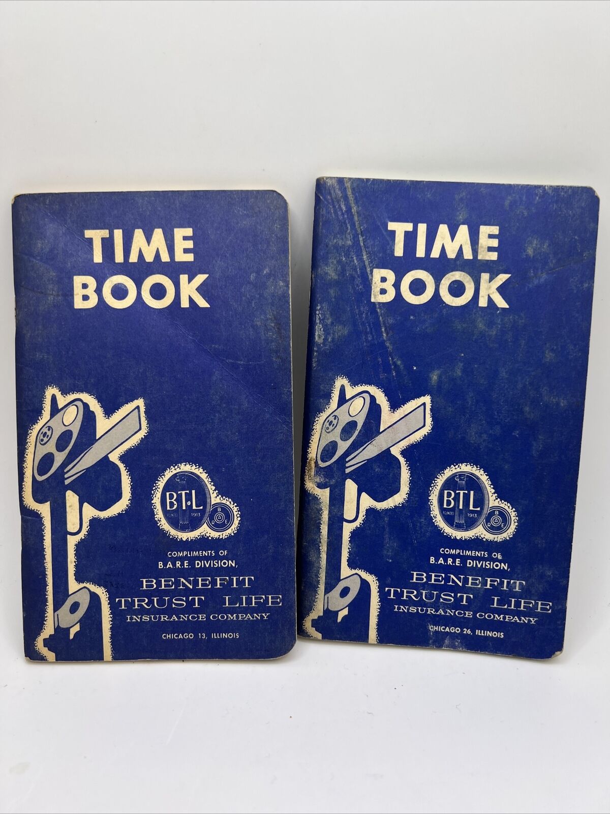 Set of 2 Vtg Railway Railroad Time Book 1960's Benefit Trust Life Book BTL